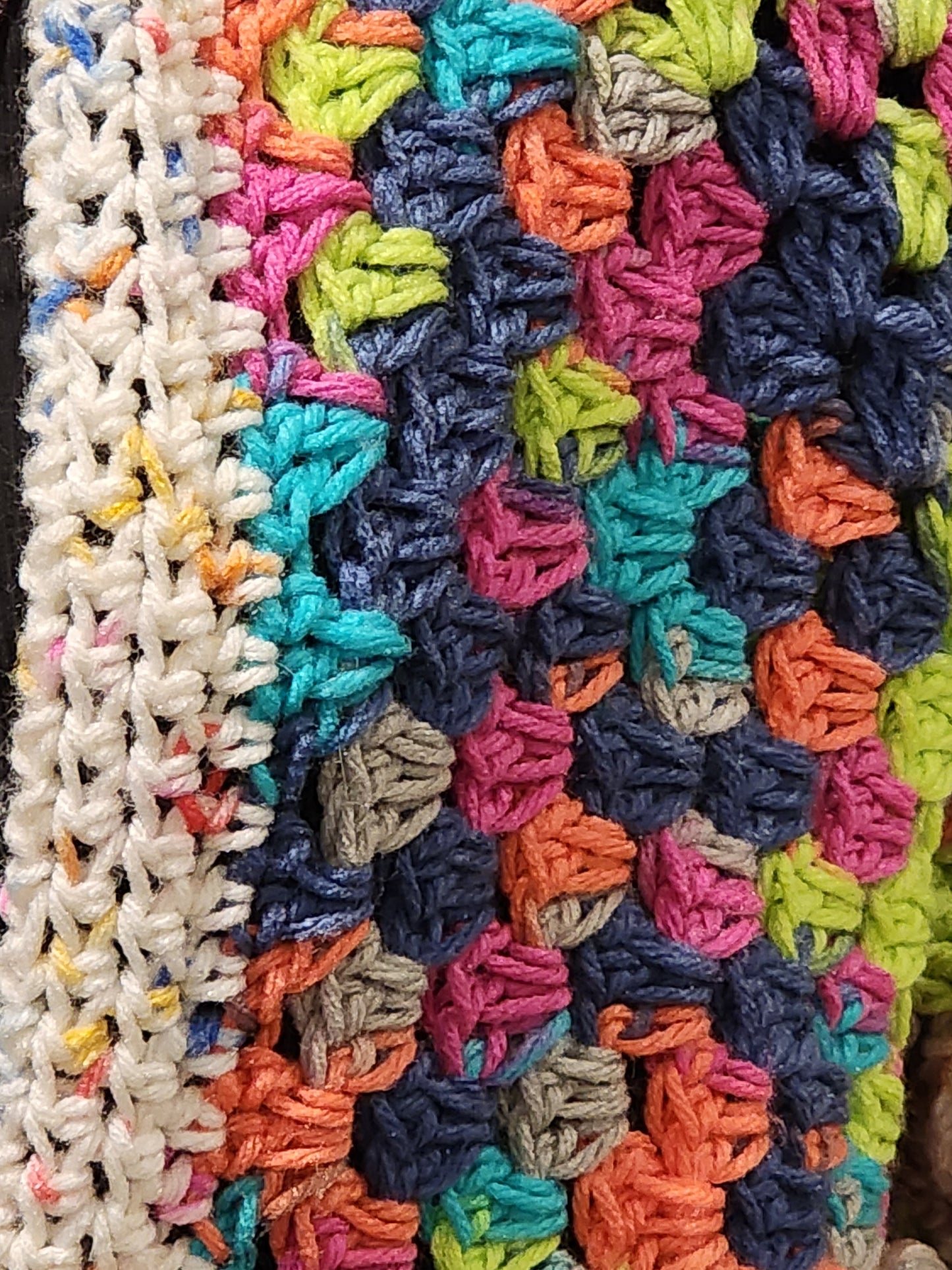 Handmade Oversized Crochet Multi Colored Cardigan Med-XXL Button Front Green, Blue,Pink, Orange, White, Festive