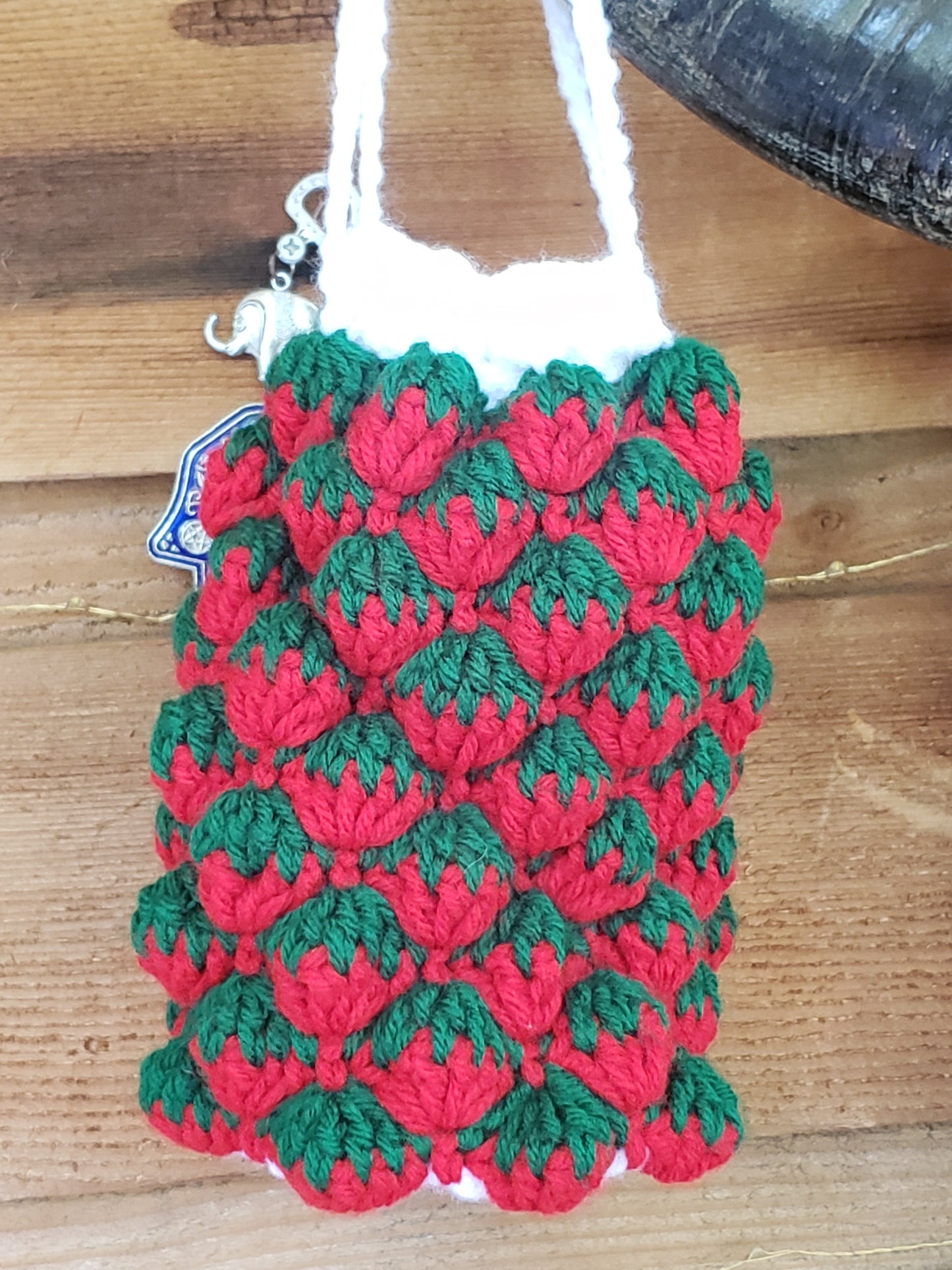 Crochet Strawberry Lined Purse Handmade Bag