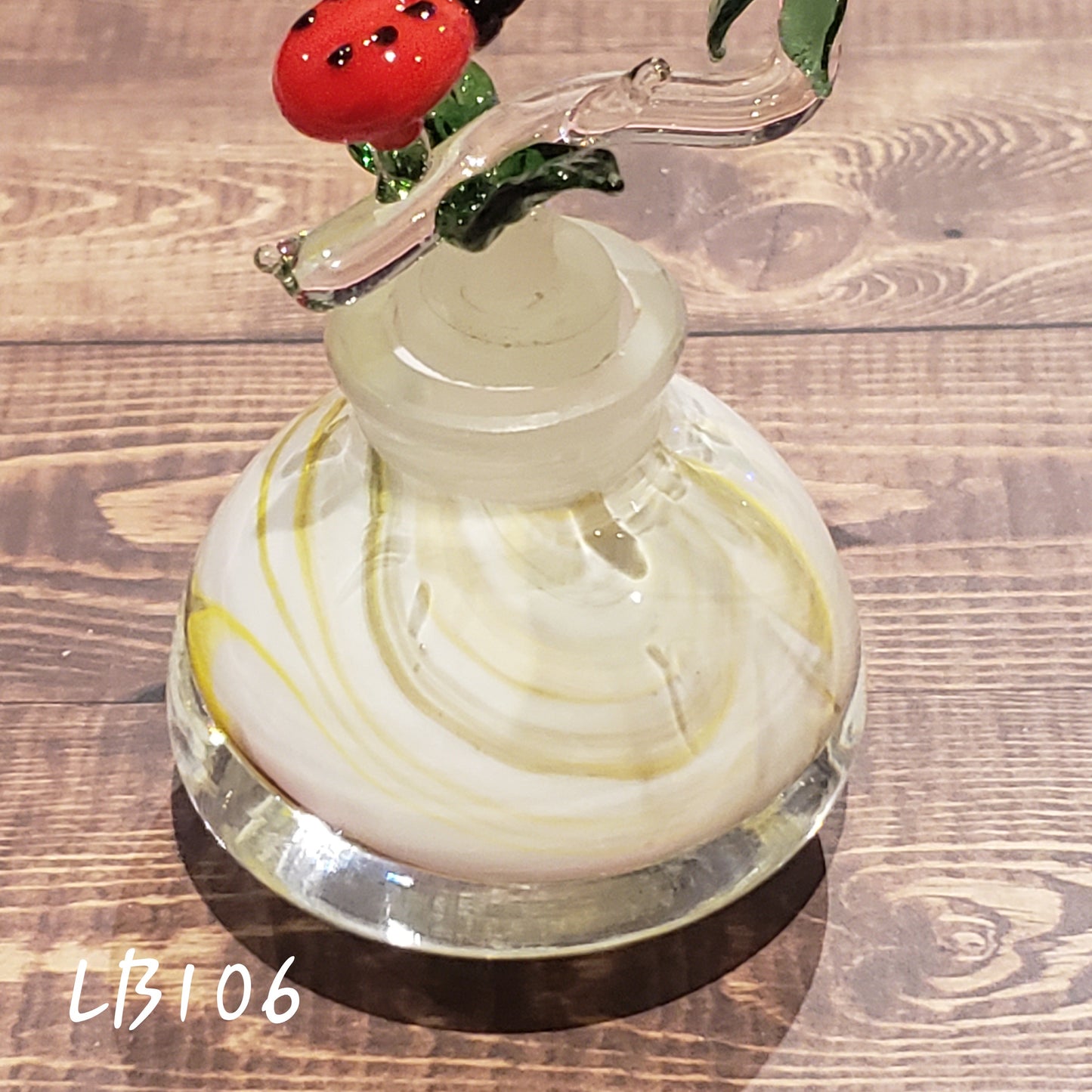 Handmade Vintage Style Glass Lady Bug Essential Oil Perfume Bottle #106