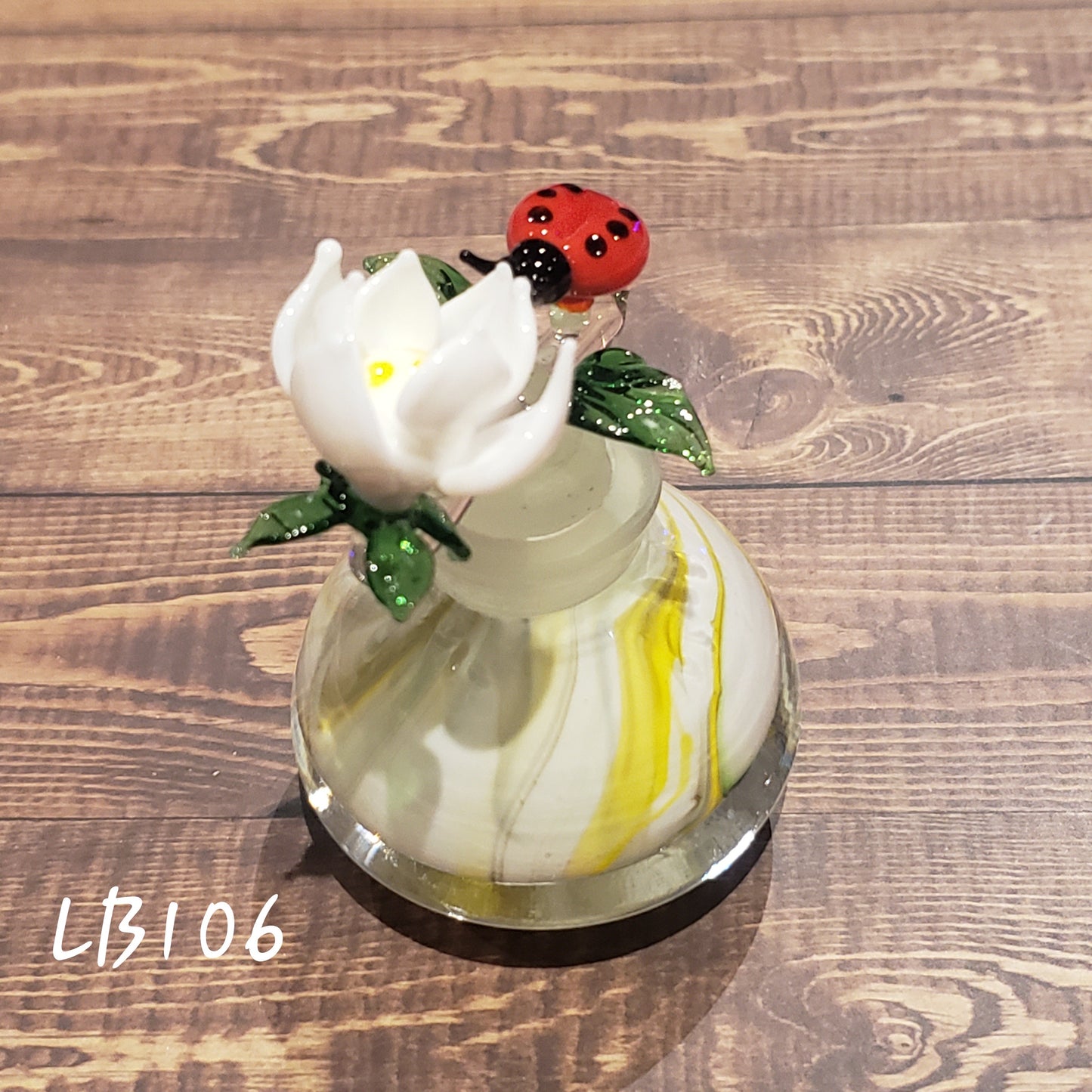 Handmade Vintage Style Glass Lady Bug Essential Oil Perfume Bottle #106