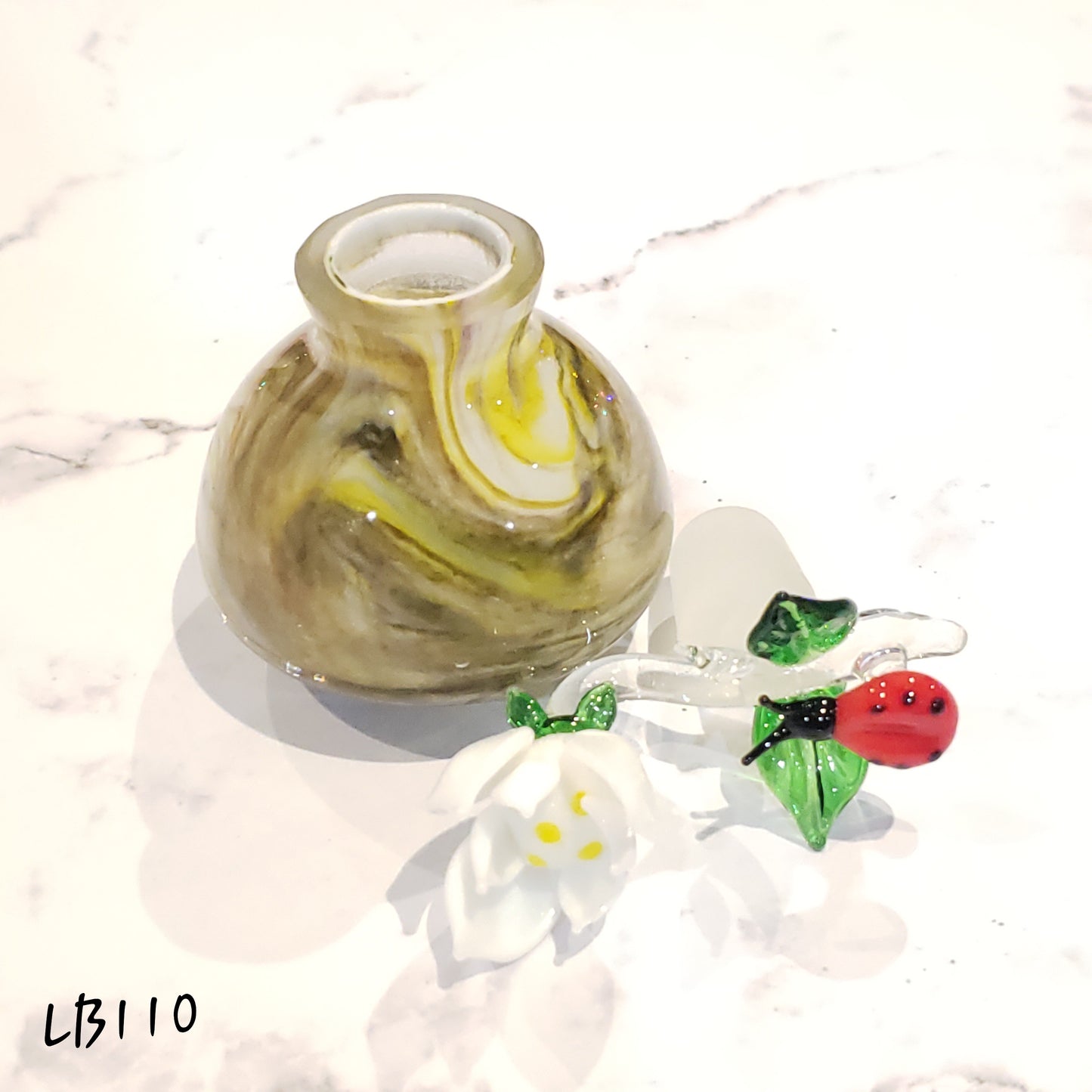 Handmade Vintage style glass Lady Bug Essential Oil & Perfume Bottle #110