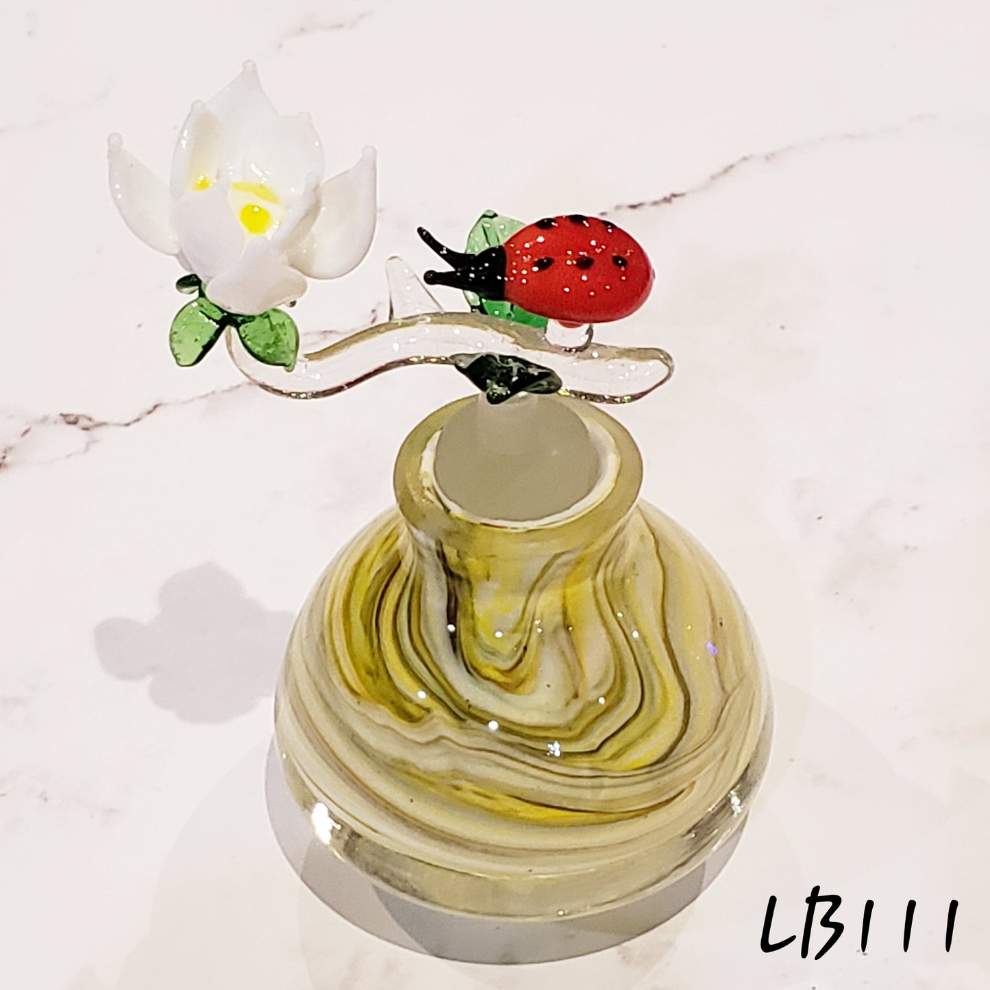 Handmade Vintage Style Glass Lady Bug Essential Oil & Perfume Bottle #111