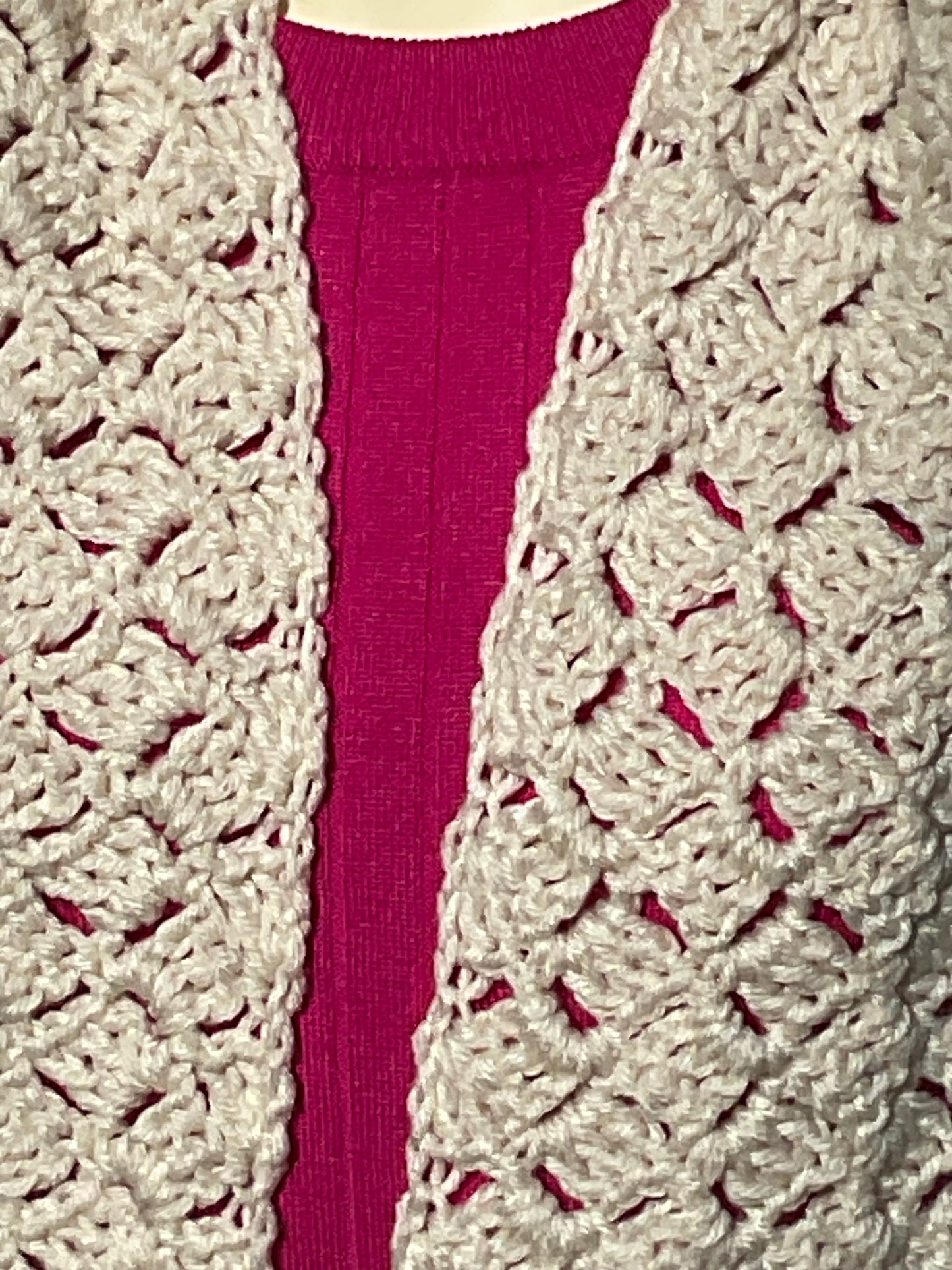 Soft Chunky Crochet Cream Scarf Lightweight Handmade