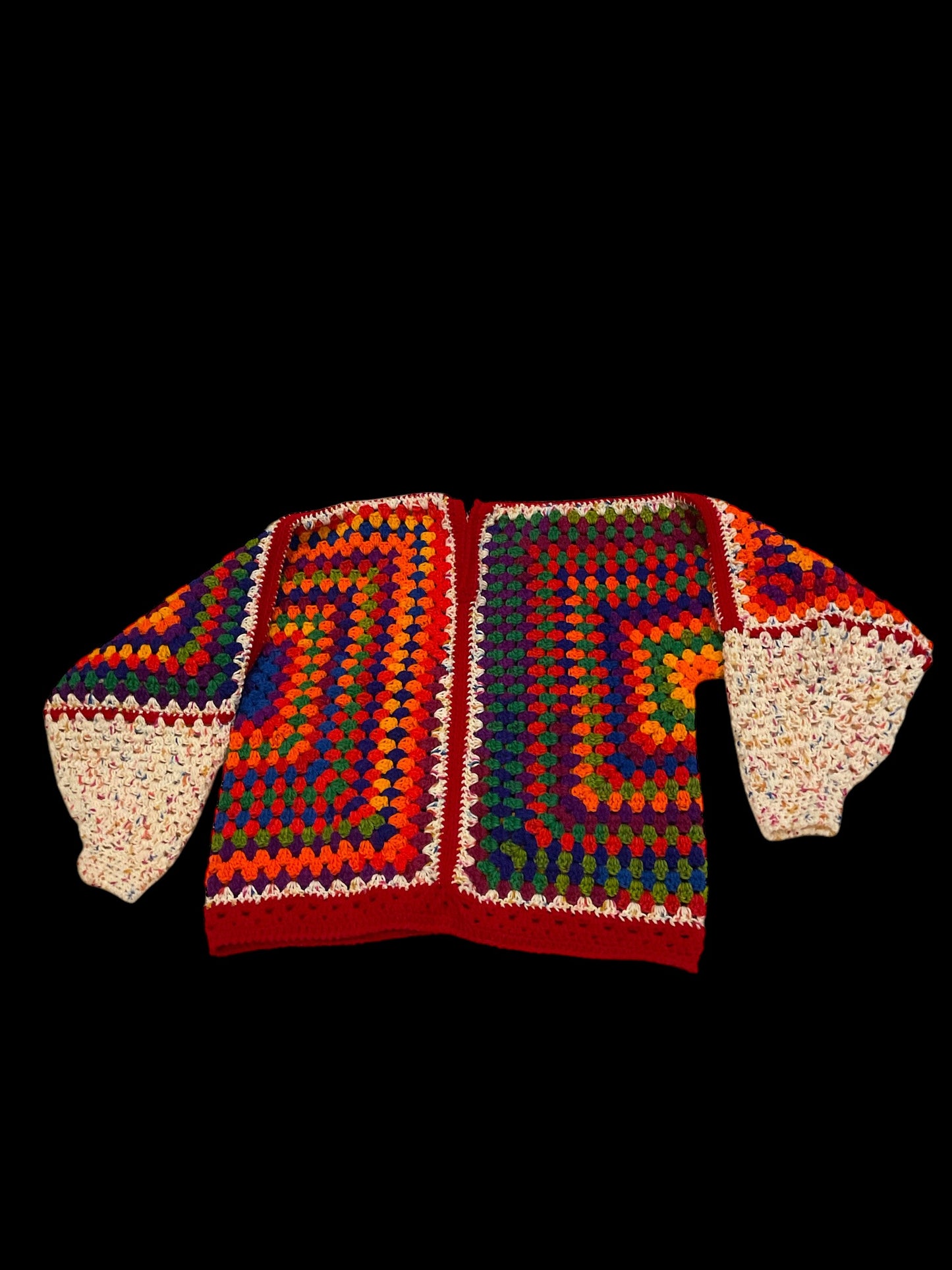 Handmade Oversized Pullover Granny Square Hexi Cardigan Multi-Colored, Long Sleeve, Sweater