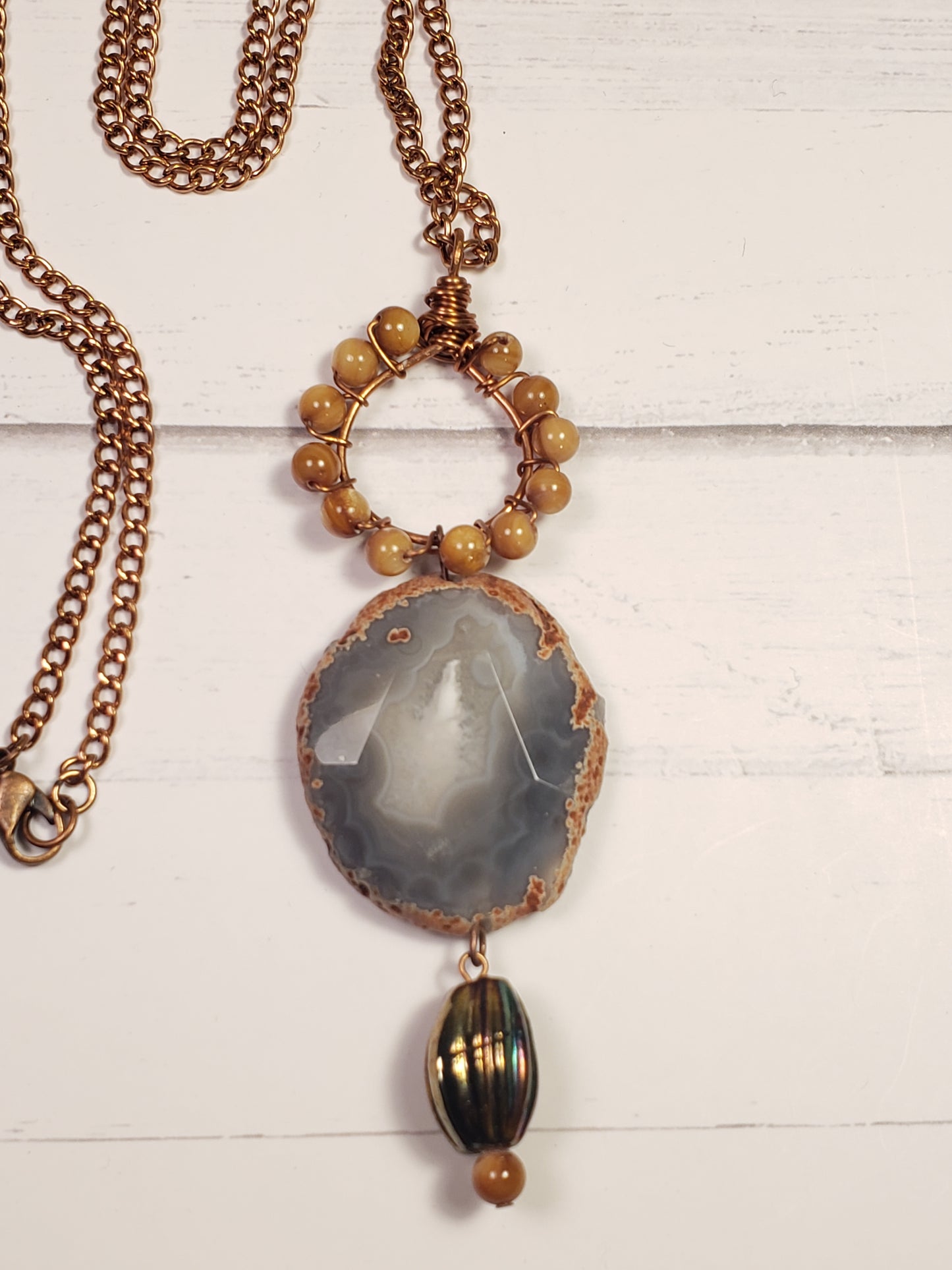 Inner Circle Natural Agate faceted Necklace OOAK