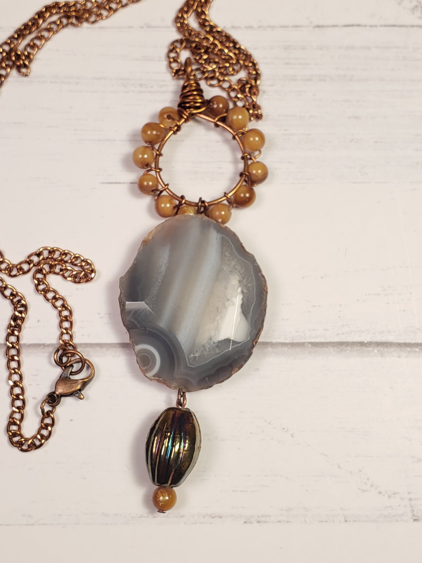 Inner Circle Natural Agate faceted Necklace OOAK