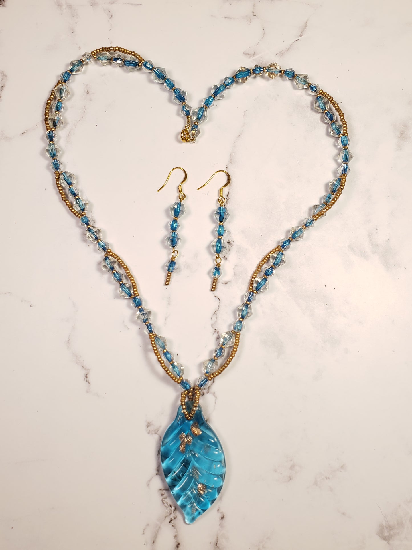 OOAK Golden Waves Necklace & Earring 2 pc set