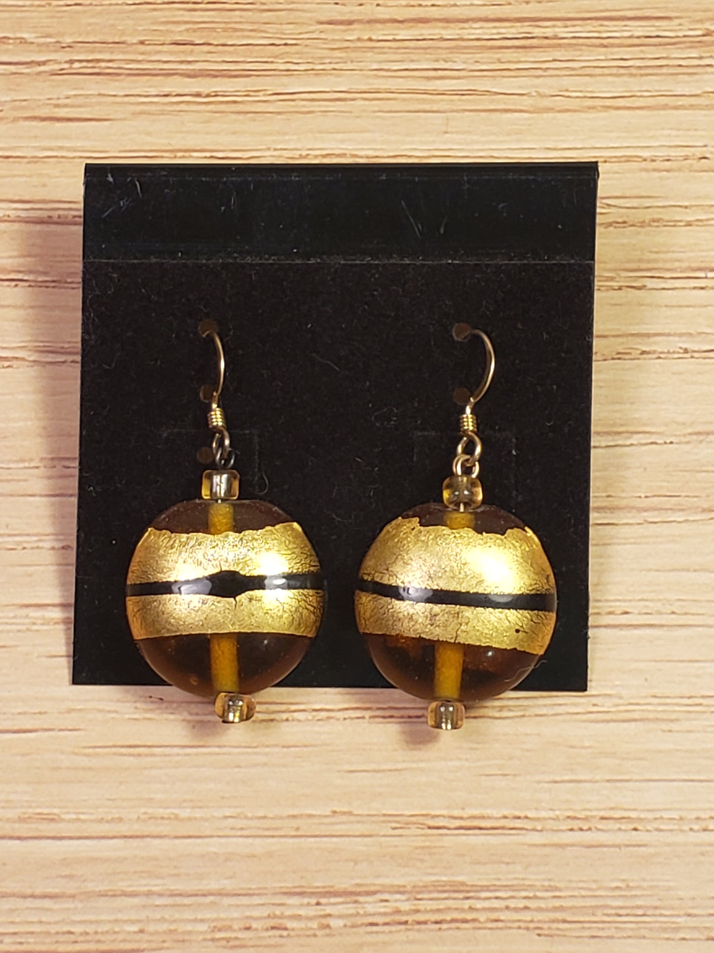 Amber Earrings with Gold Leaf accent