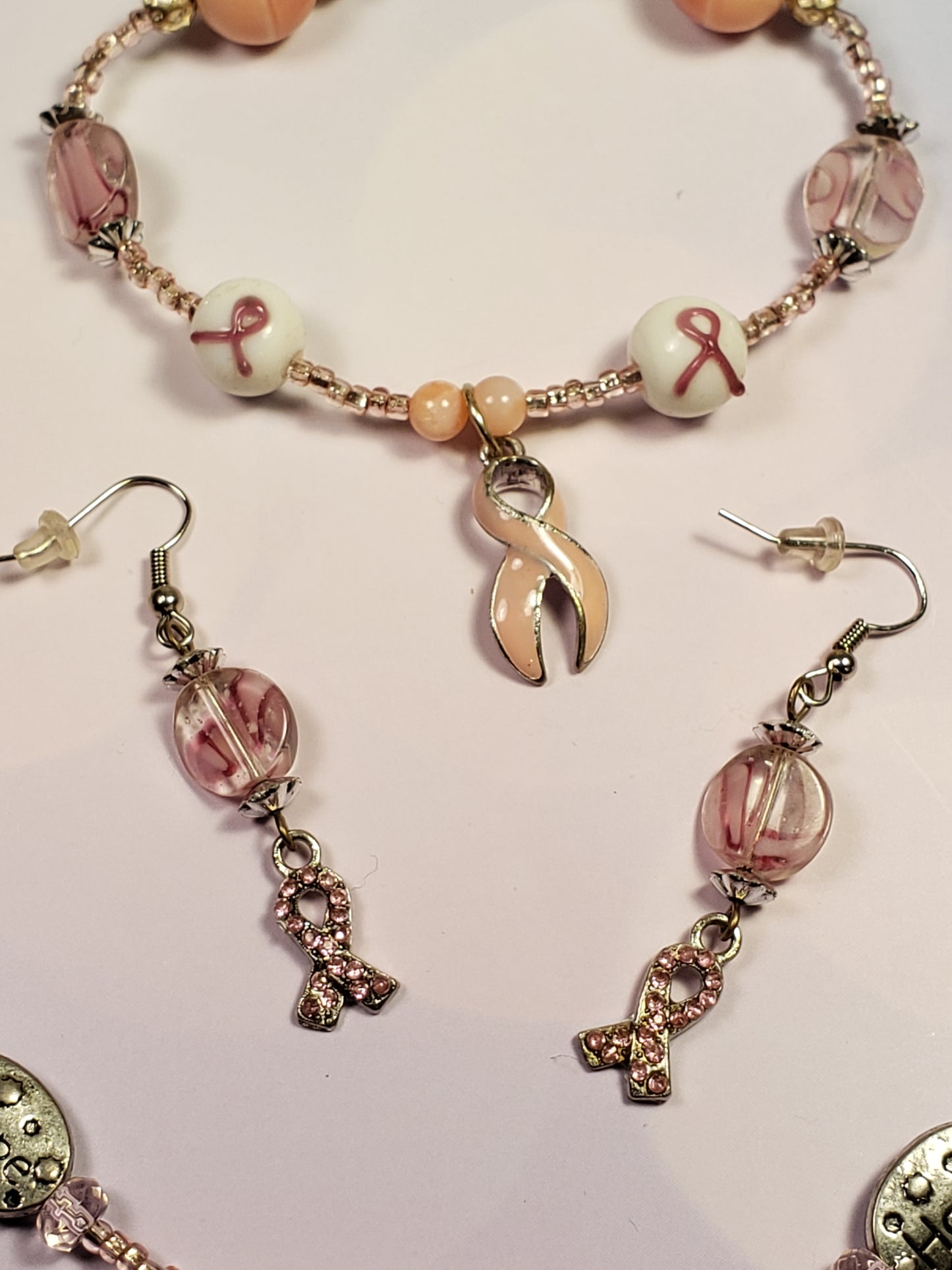 Cancer Awareness Set #3 Necklace, Earrings & Bracelet