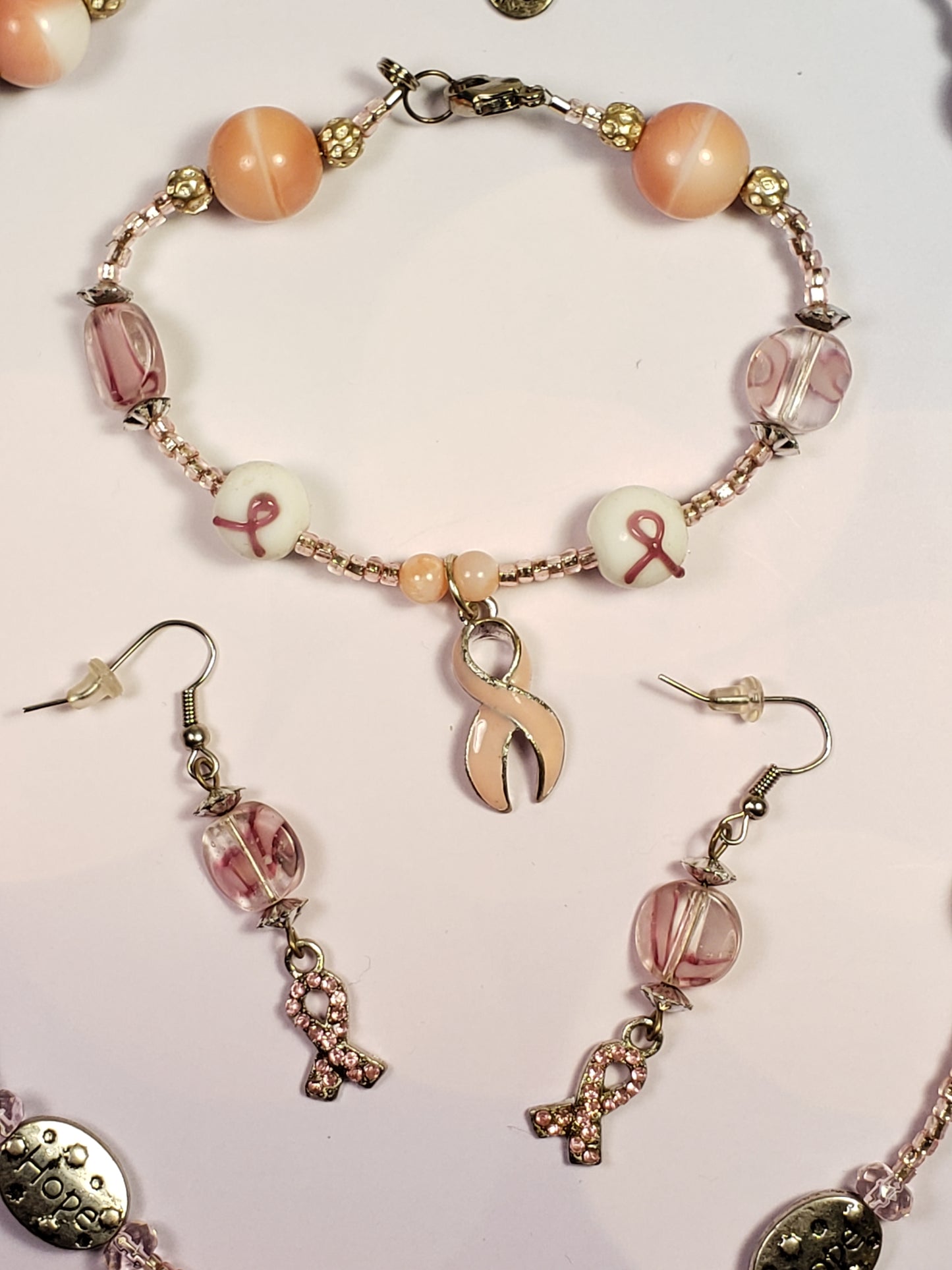 Cancer Awareness Set #3 Necklace, Earrings & Bracelet