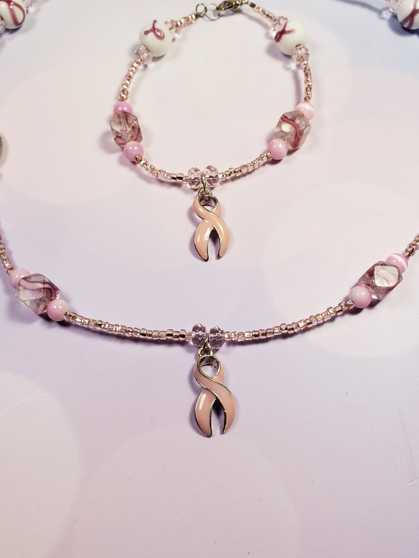 Breast Cancer Awareness Necklace & Bracelet Set #2