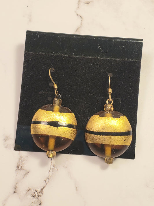 Amber Earrings with Gold Leaf accent