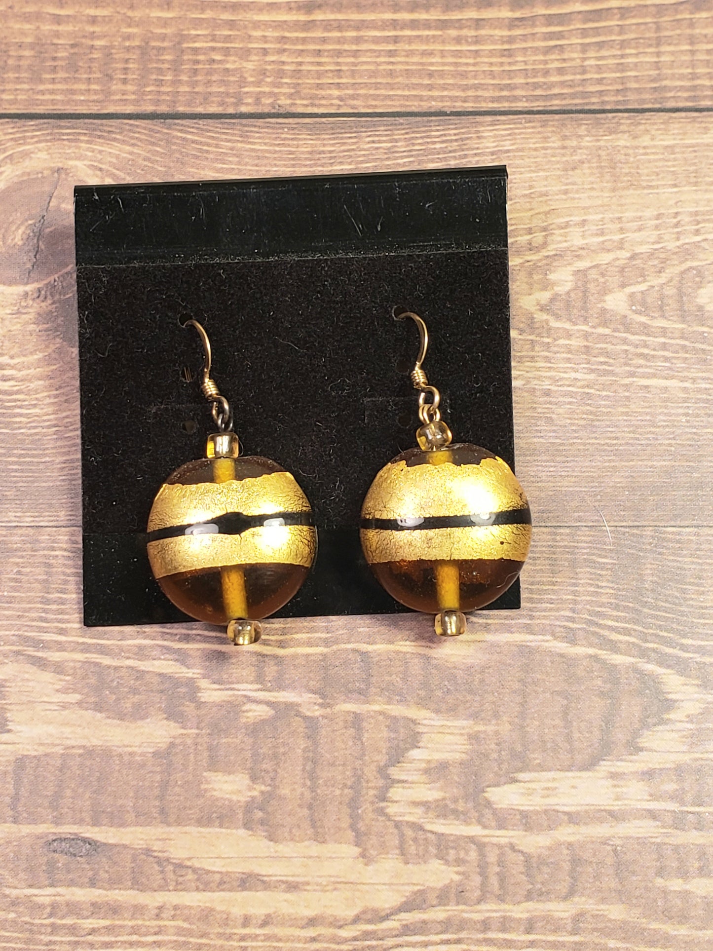 Amber Earrings with Gold Leaf accent