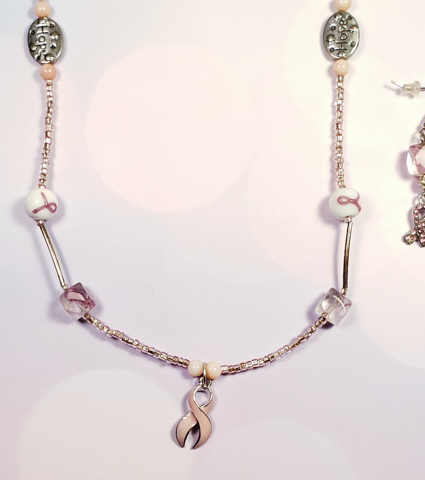 Cancer Awareness Set #8 Necklace & Earrings