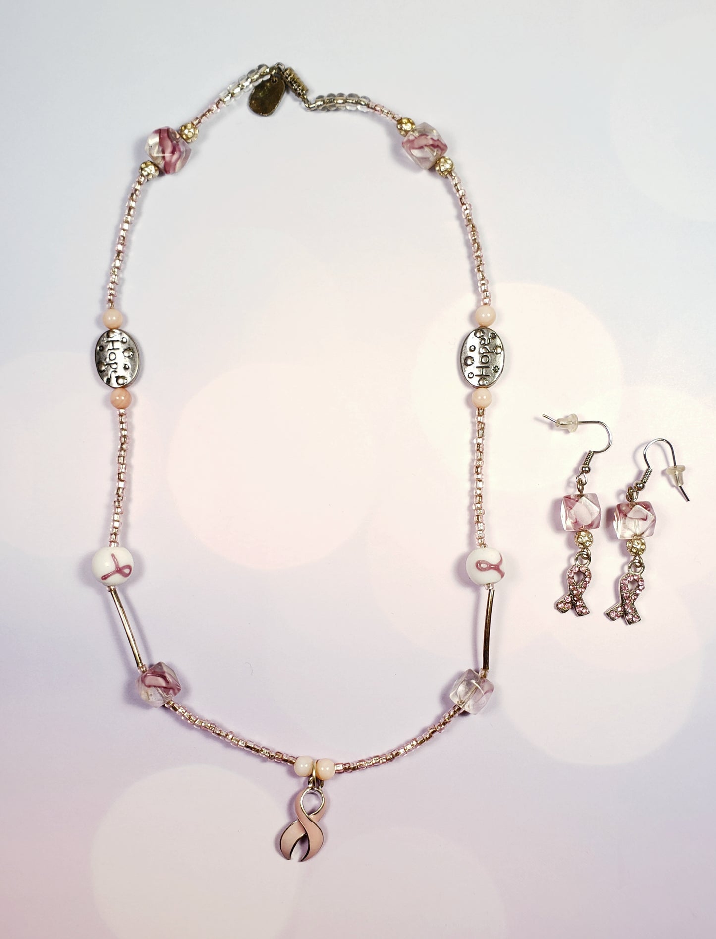 Cancer Awareness Set #8 Necklace & Earrings