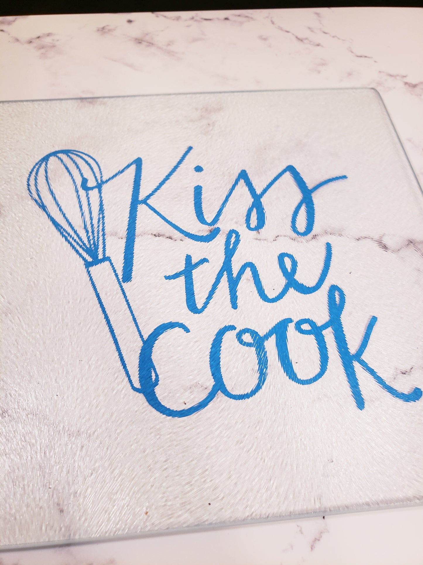 Kiss The Cook Glass Cutting Board