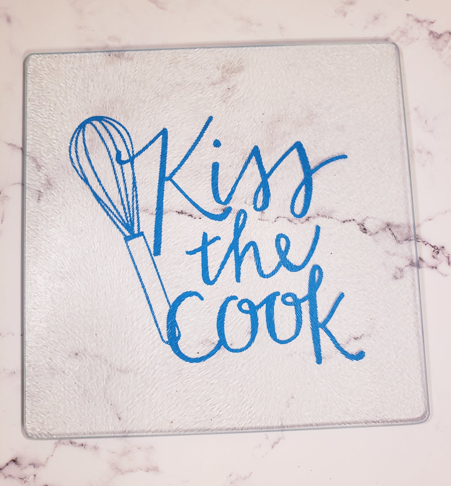 Kiss The Cook Glass Cutting Board