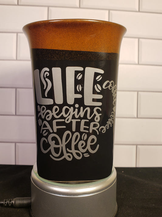 Life begins after coffee 12oz Black mug