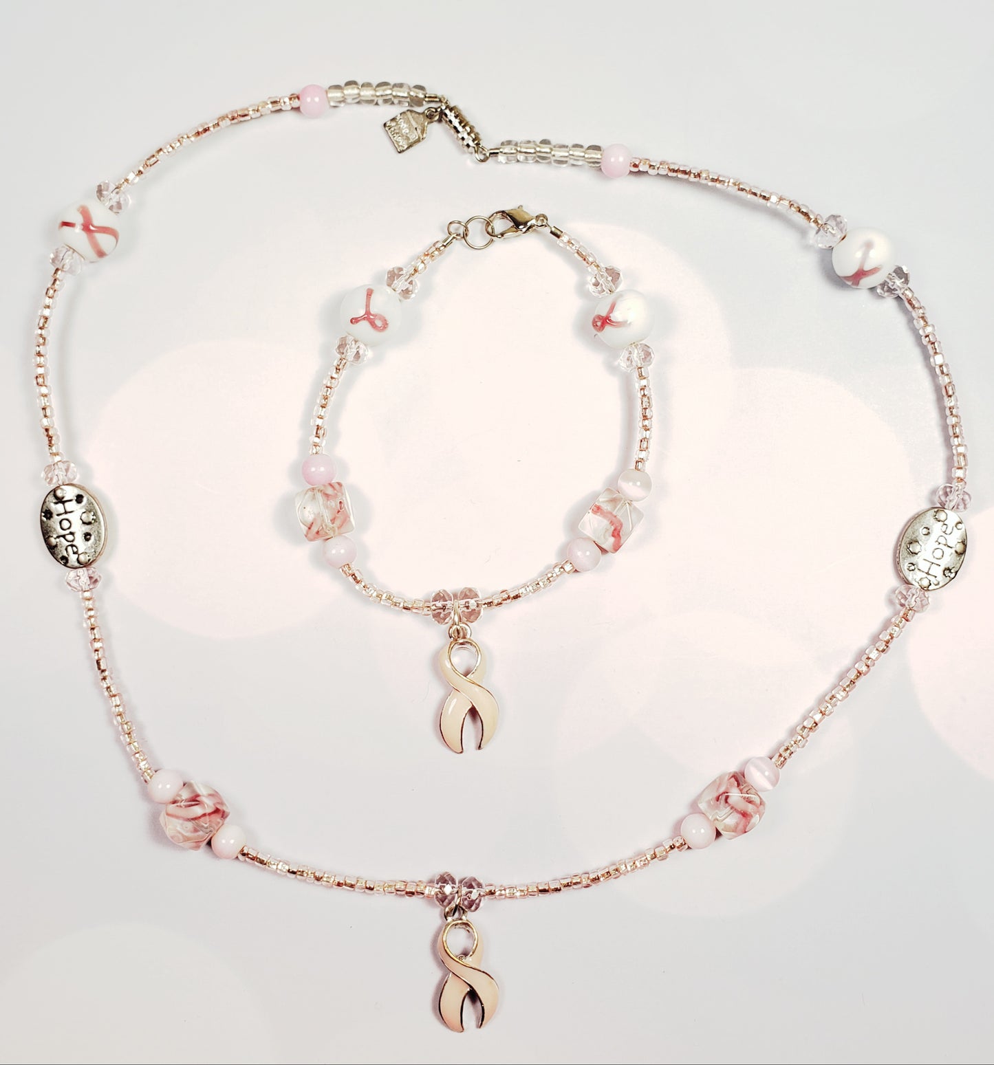 Breast Cancer Awareness Necklace & Bracelet Set #2