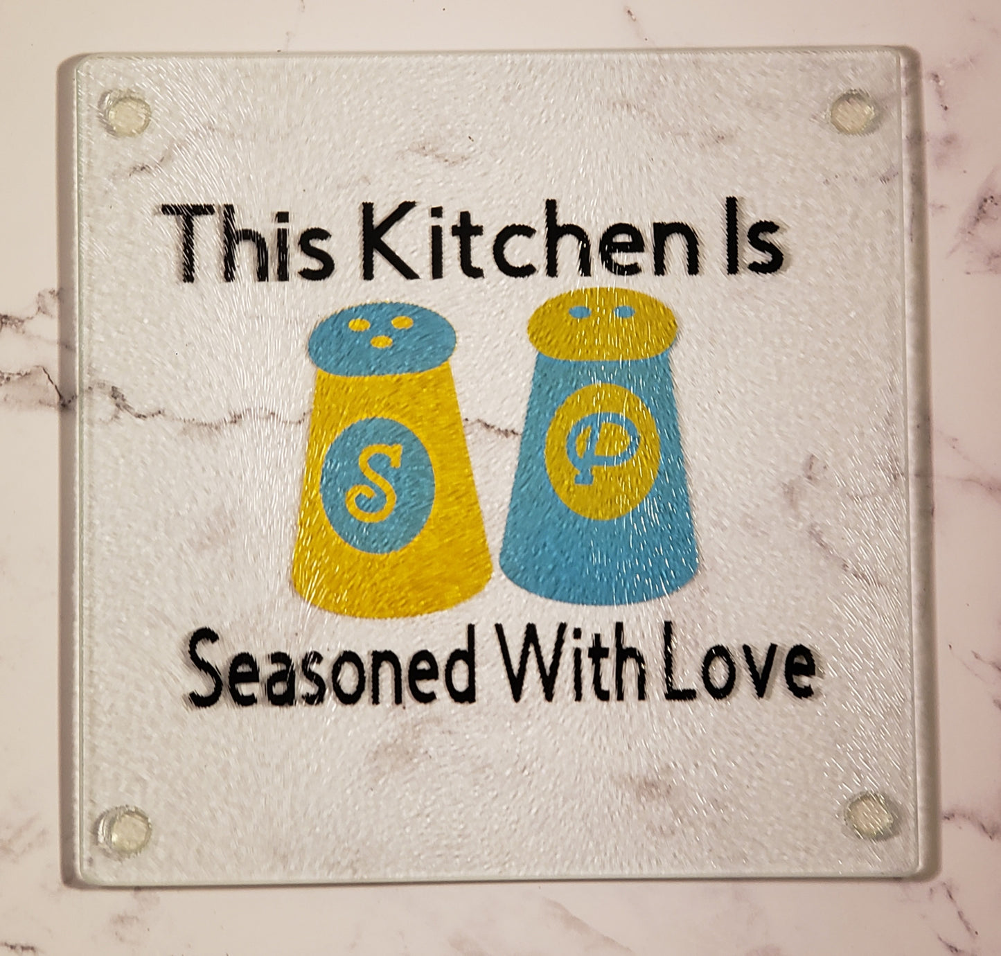 Kitchen Seasoned With Love Glass Cutting Board