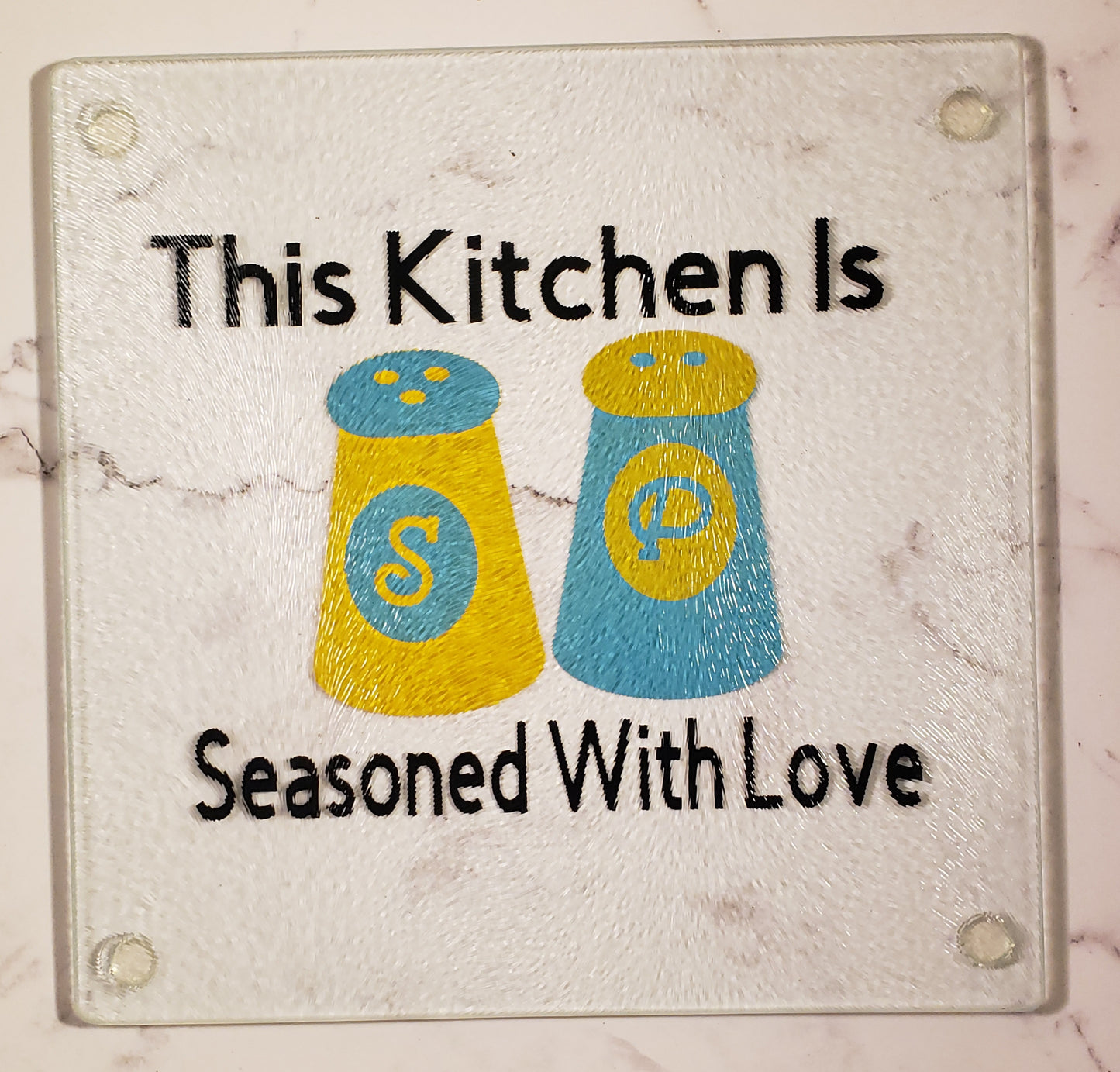 Kitchen Seasoned With Love Glass Cutting Board