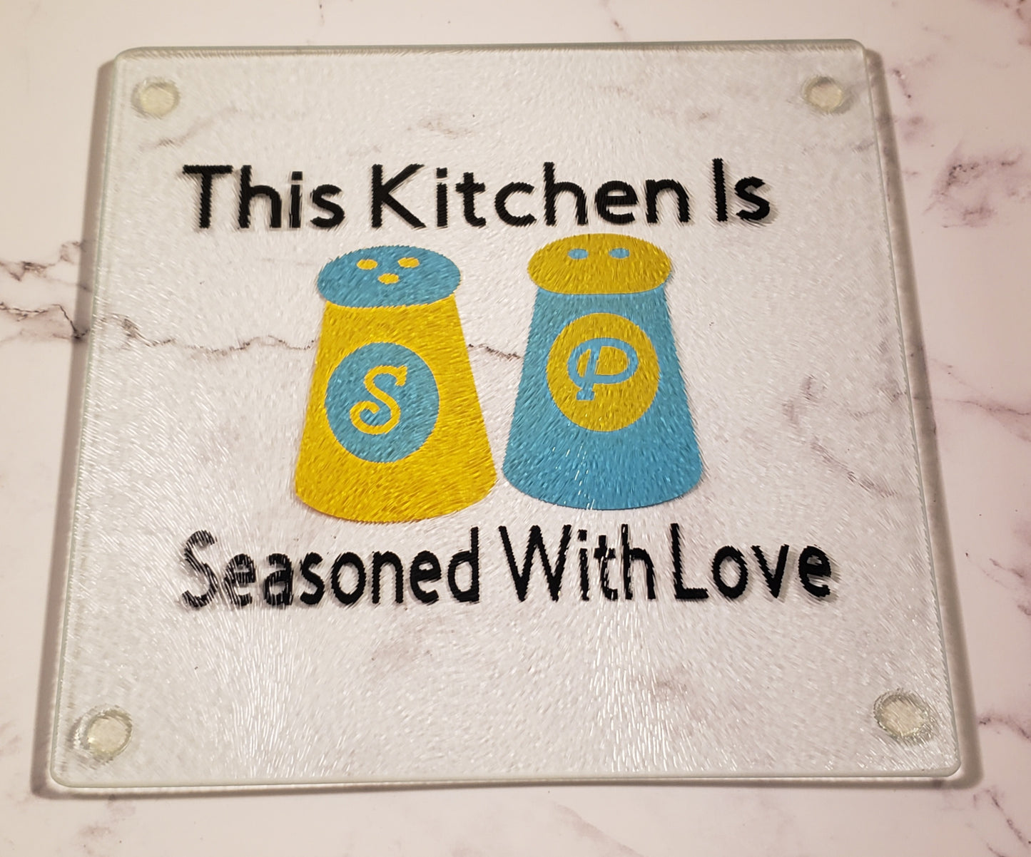 Kitchen Seasoned With Love Glass Cutting Board