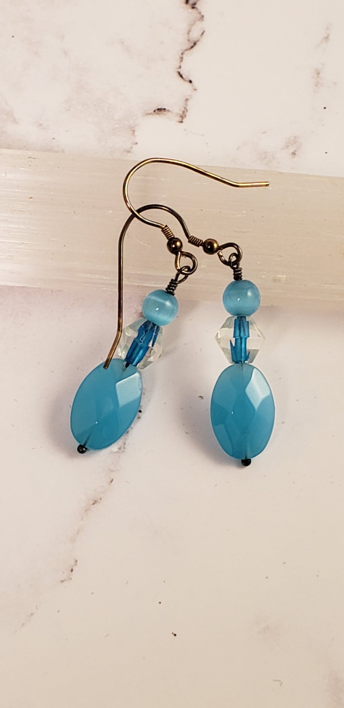 Diva's in a Blue Dress Sterling silver Earrings OOAK