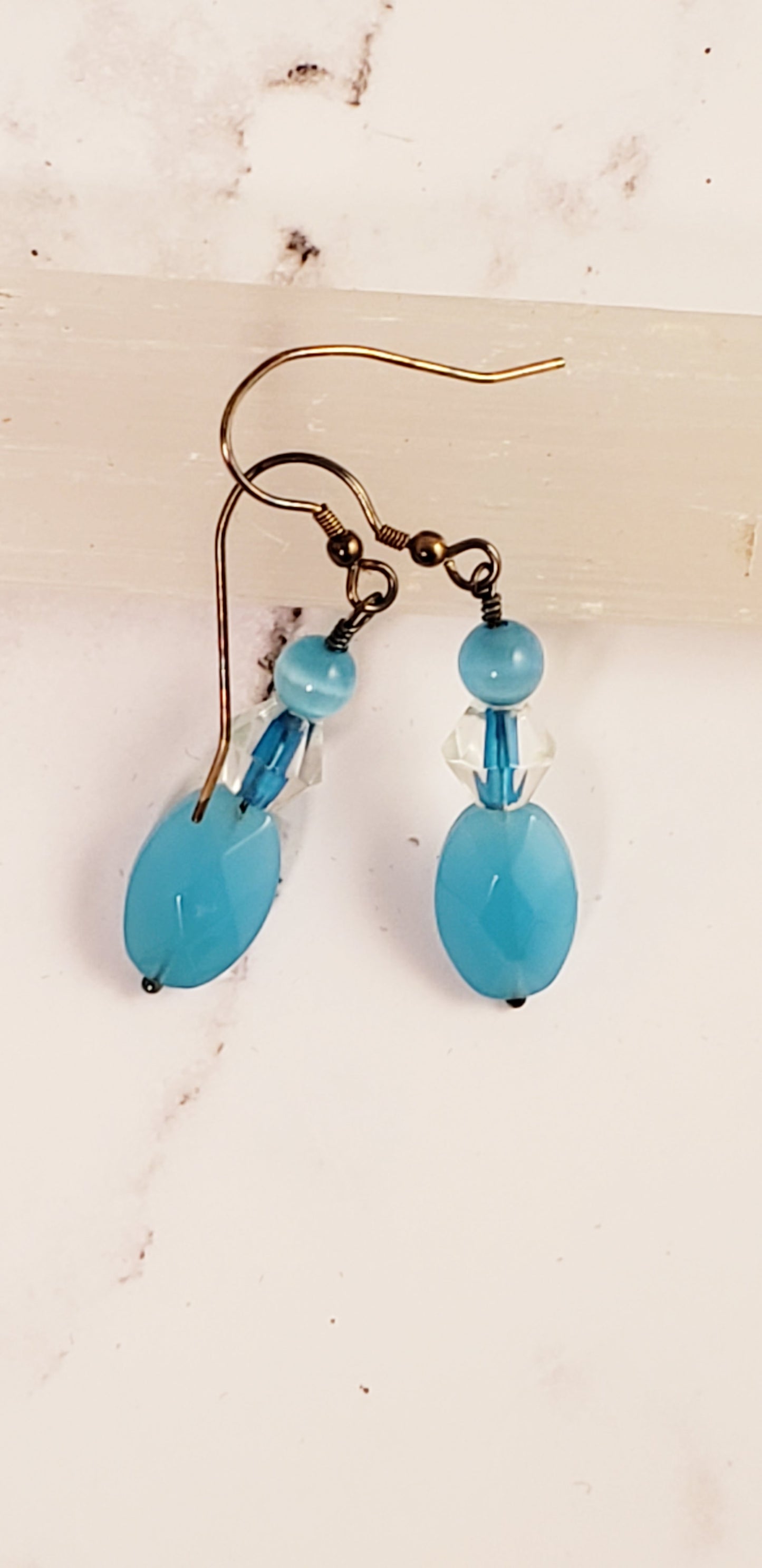 Diva's in a Blue Dress Sterling silver Earrings OOAK