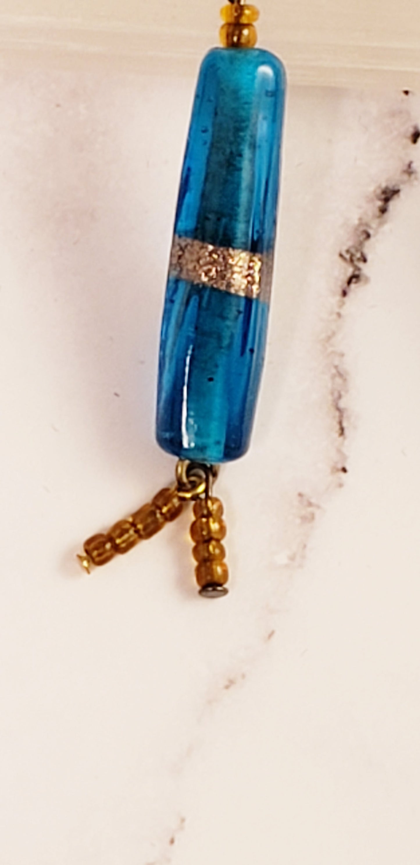 Fire Cracker Earrings Blue and Gold