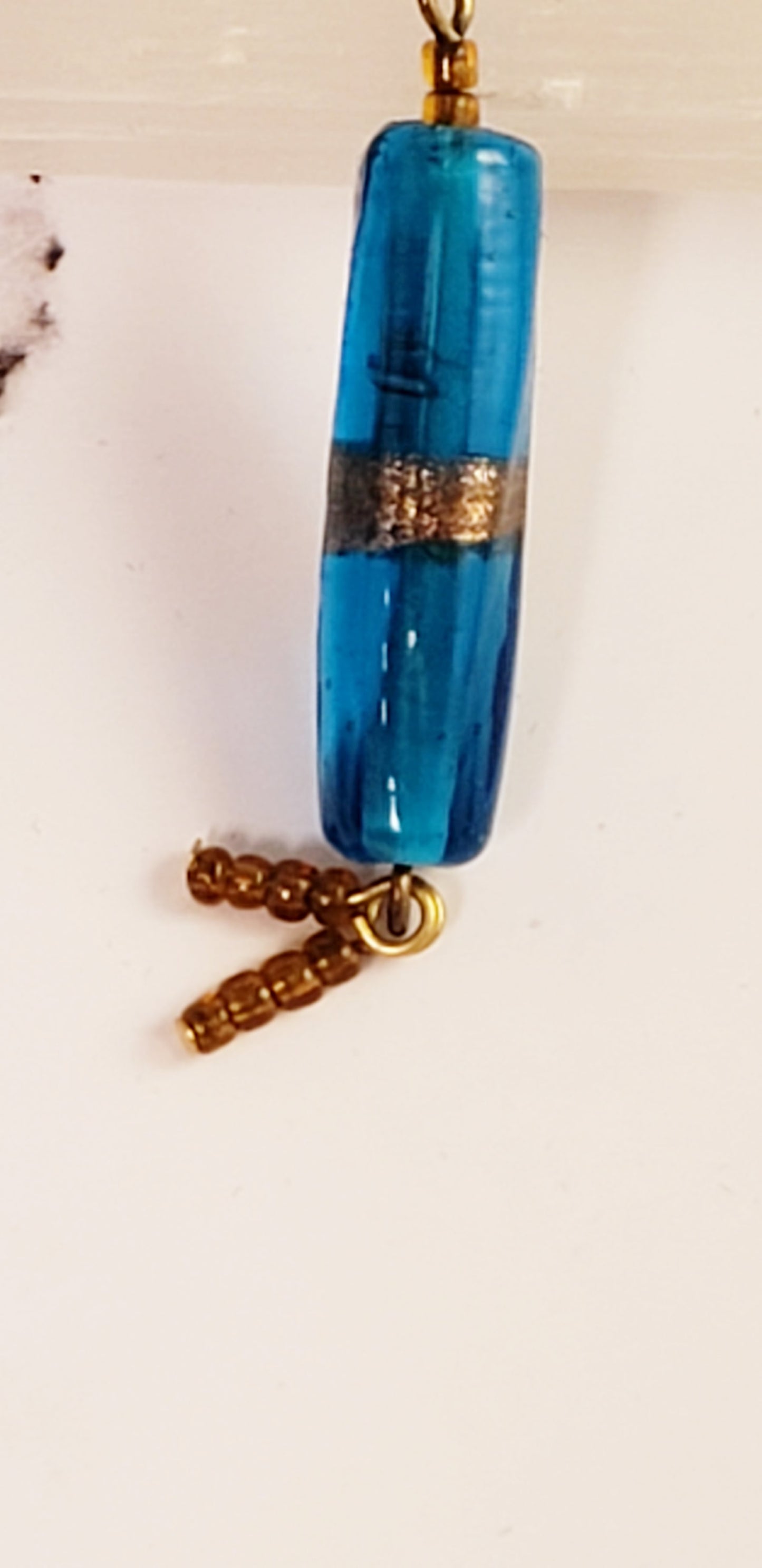 Fire Cracker Earrings Blue and Gold