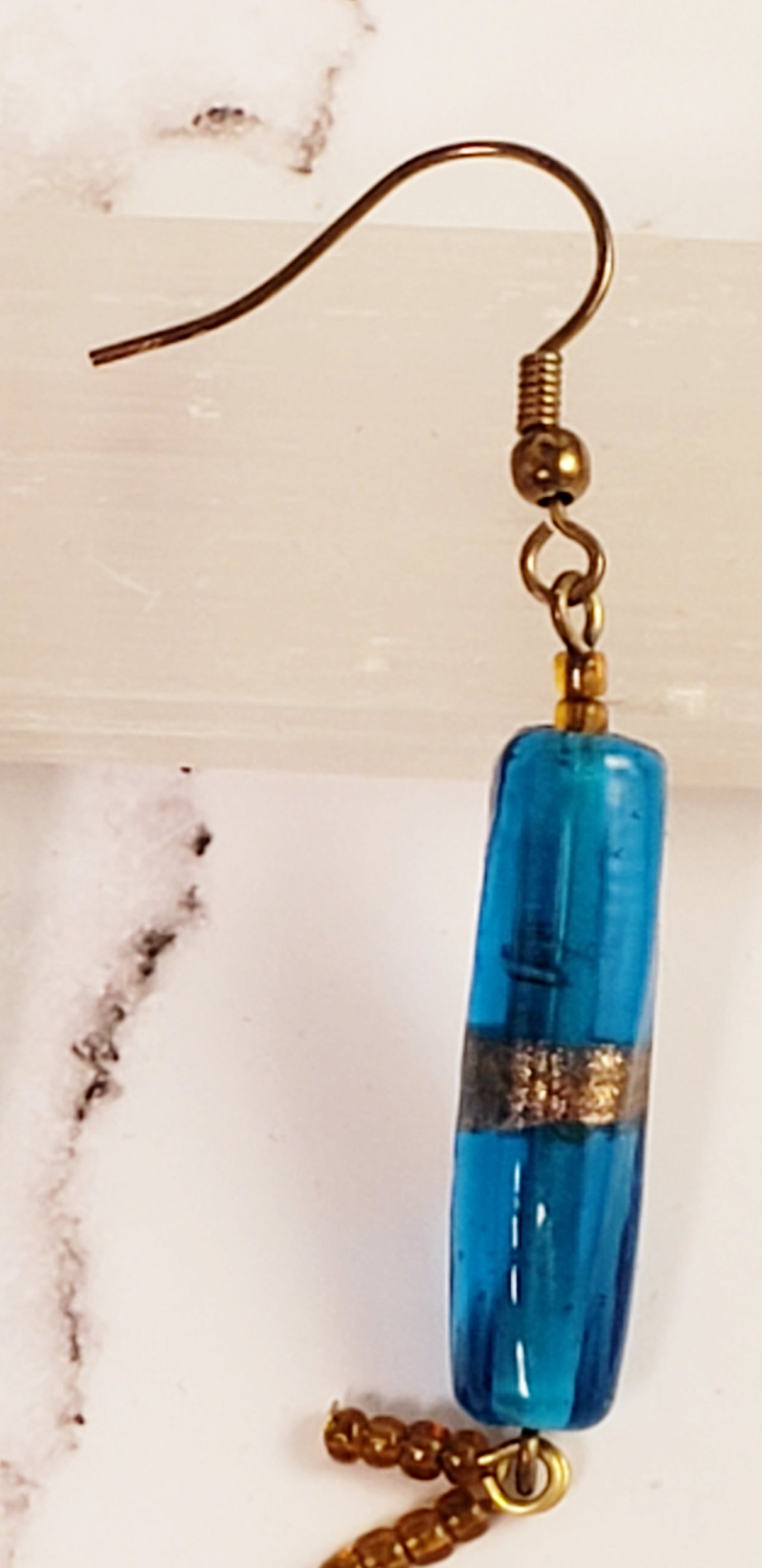 Fire Cracker Earrings Blue and Gold