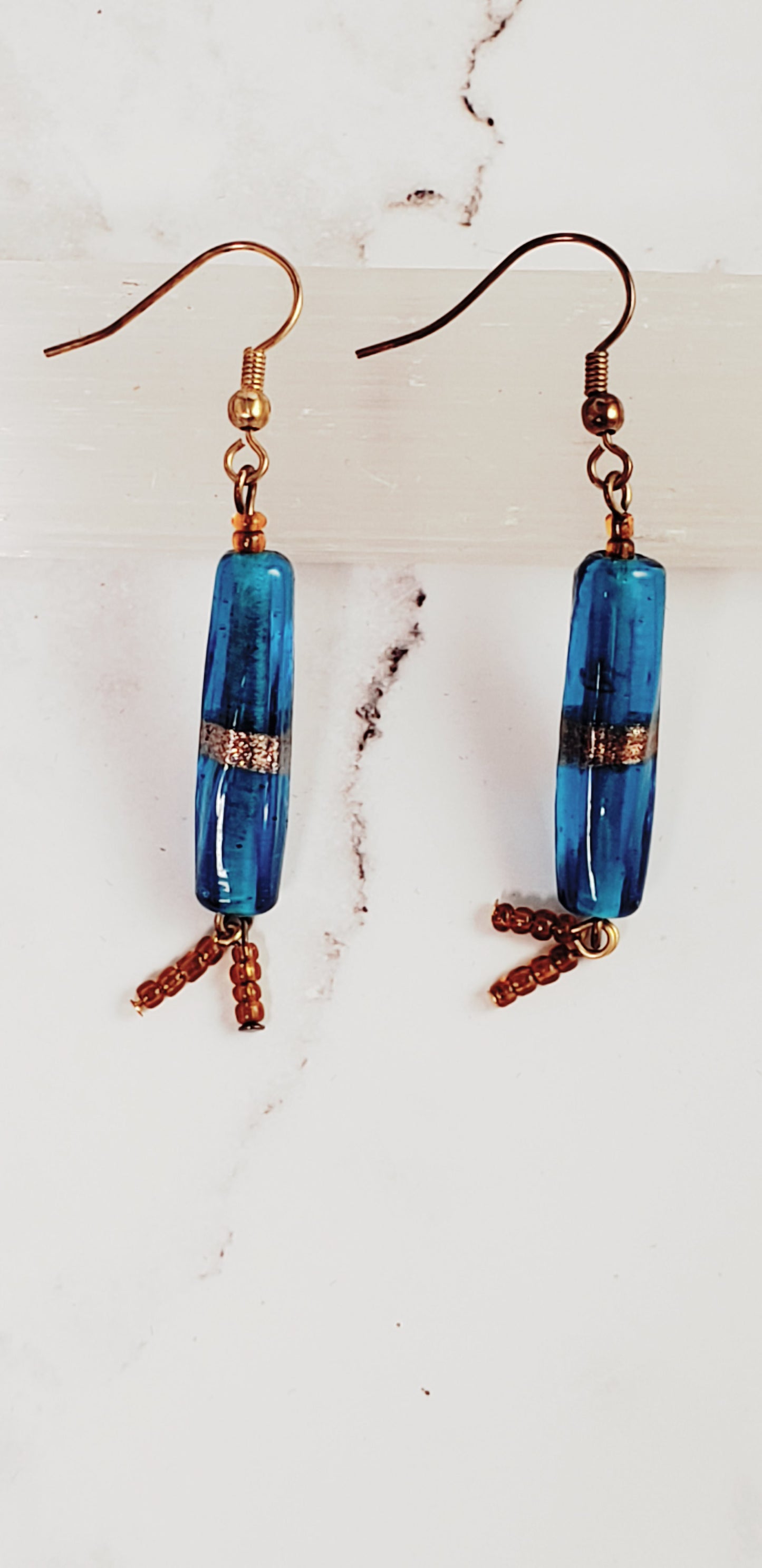 Fire Cracker Earrings Blue and Gold