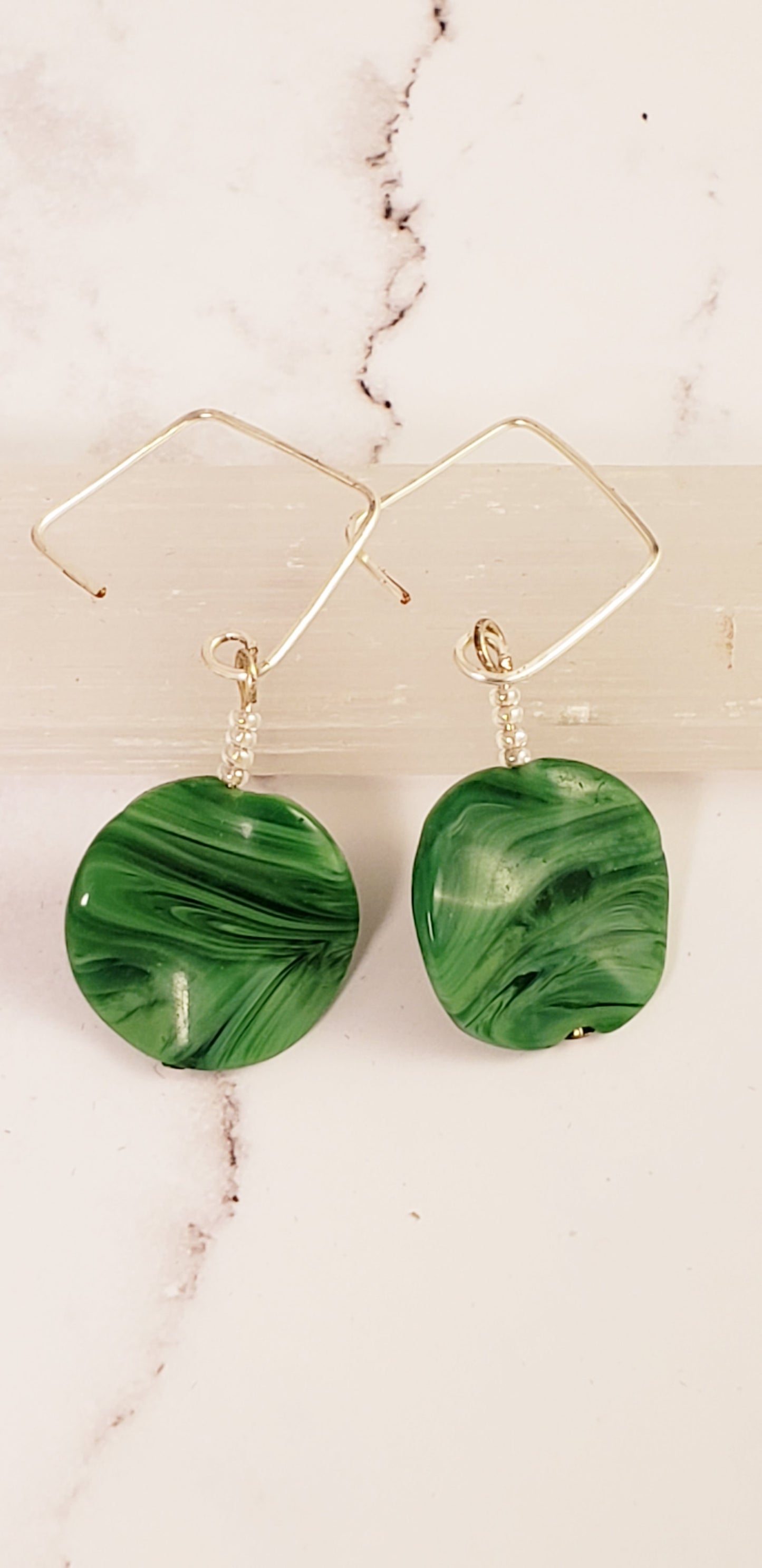 Malachite Squares Sterling Silver Earrings