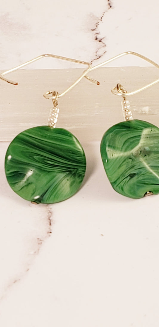 Malachite Squares Sterling Silver Earrings