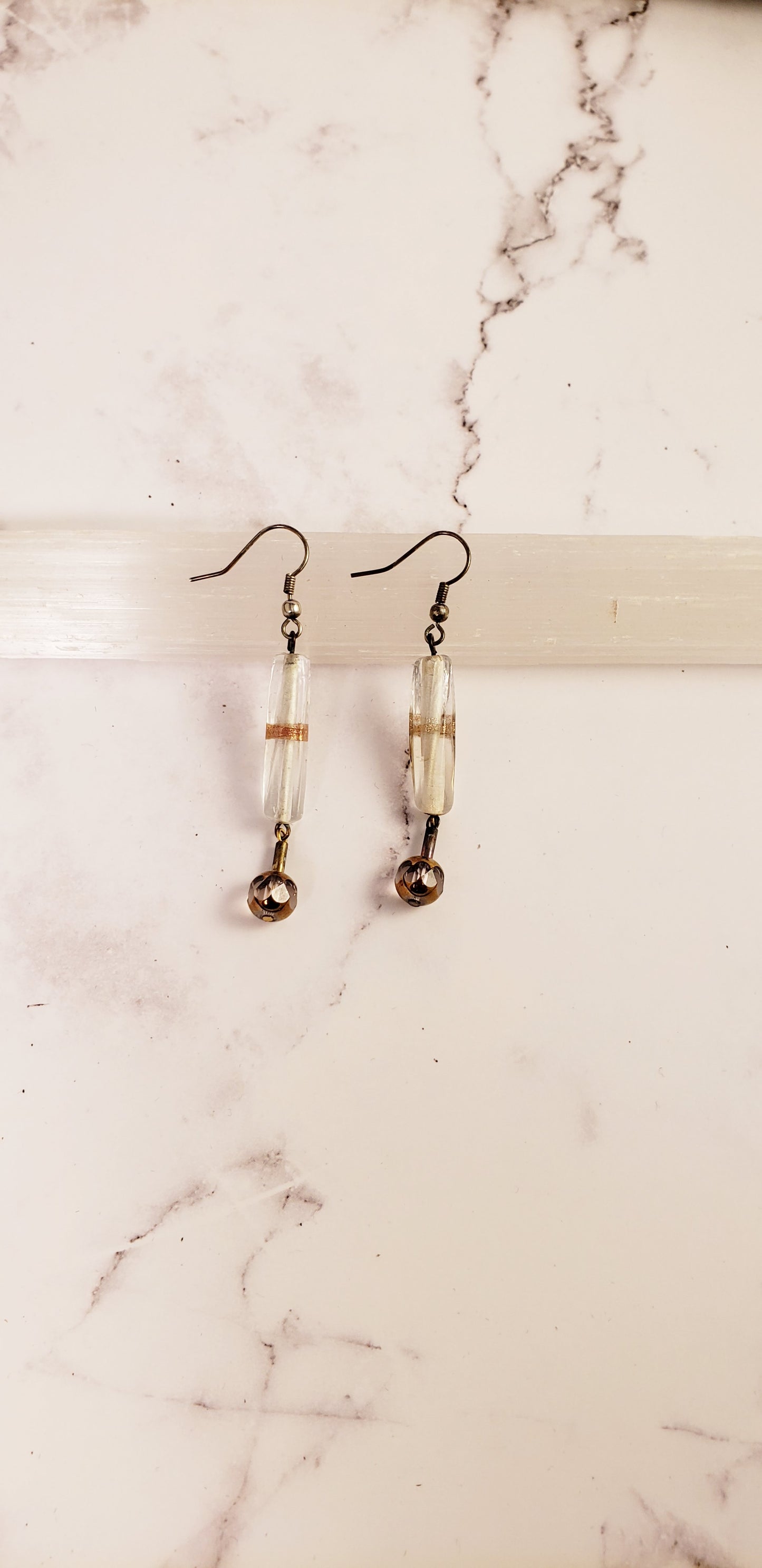 Golden Bites Glass Tube Earrings