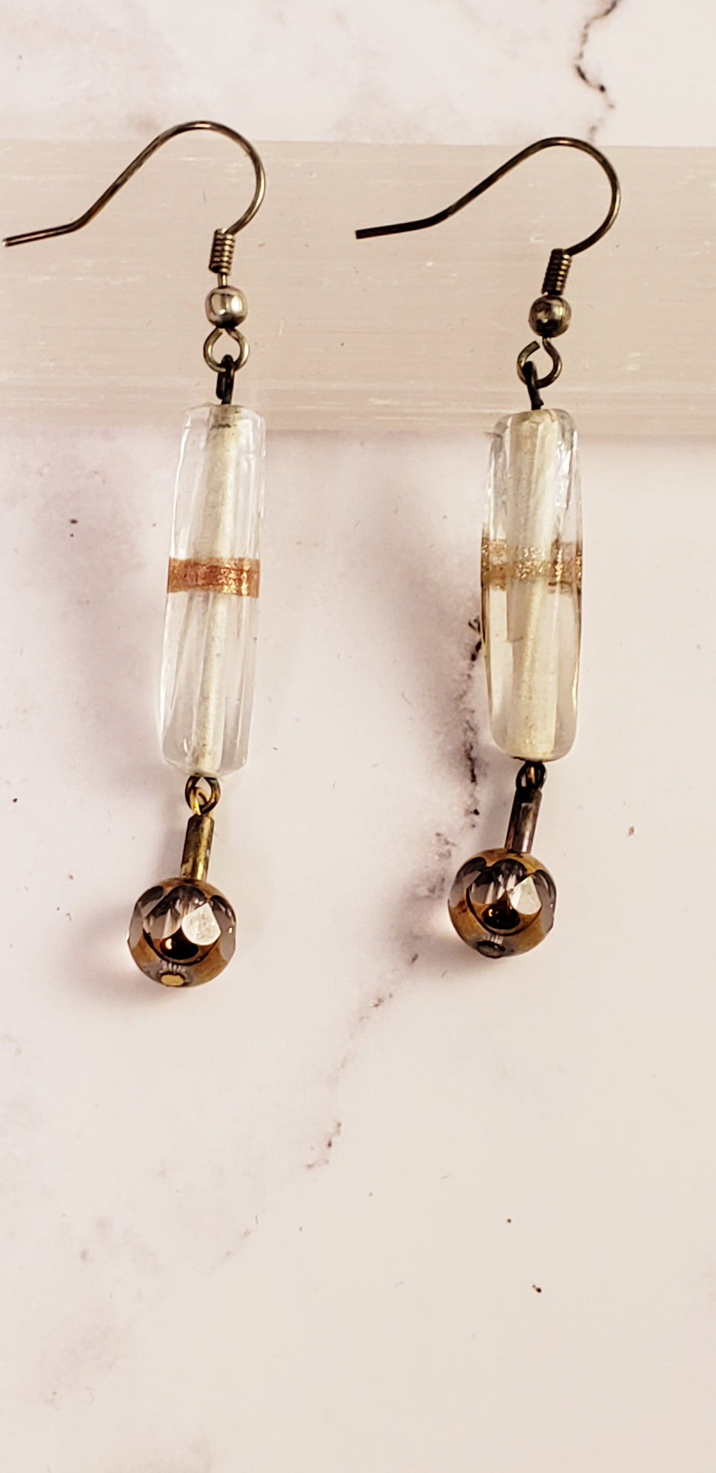 Golden Bites Glass Tube Earrings