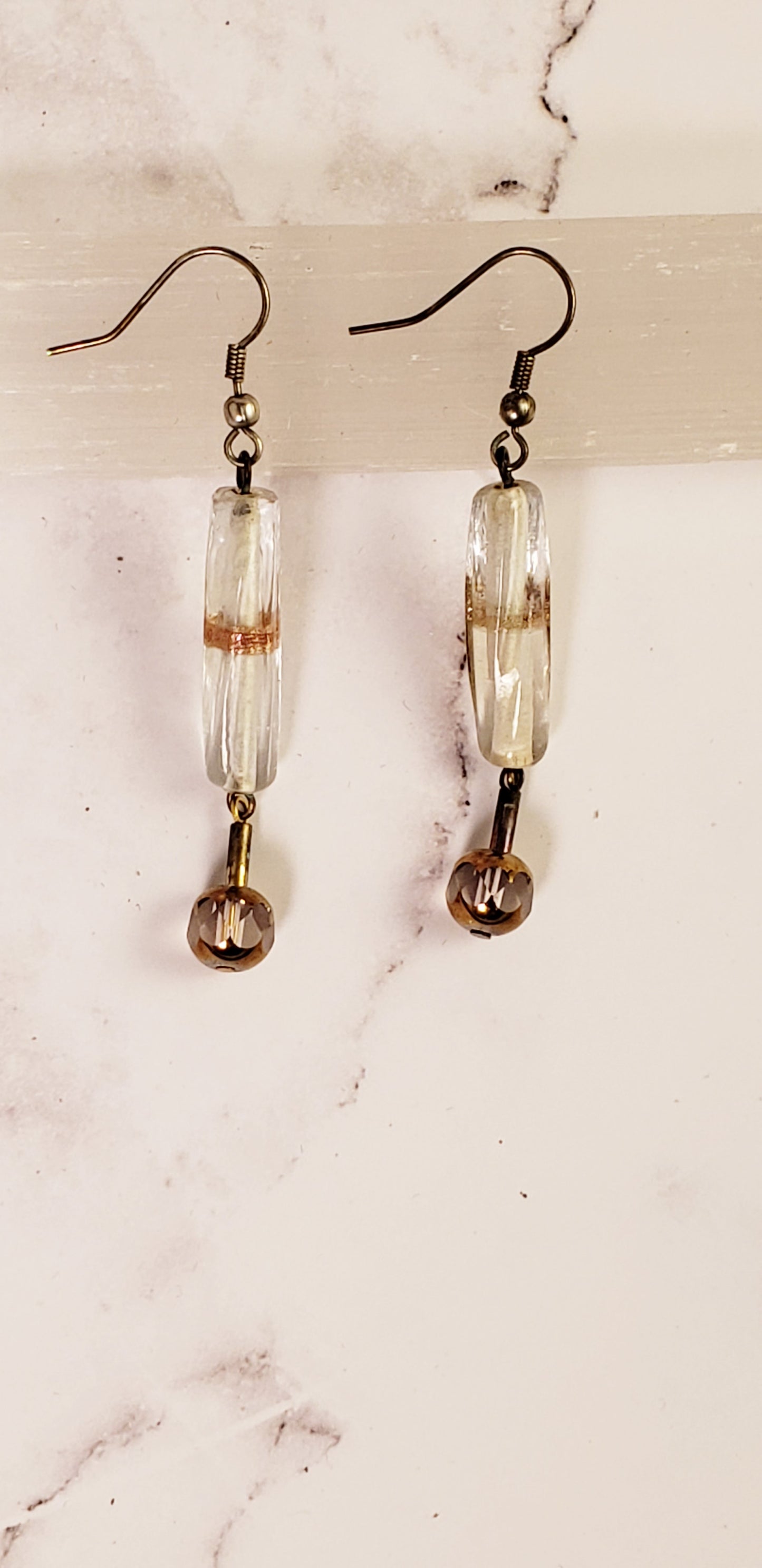 Golden Bites Glass Tube Earrings