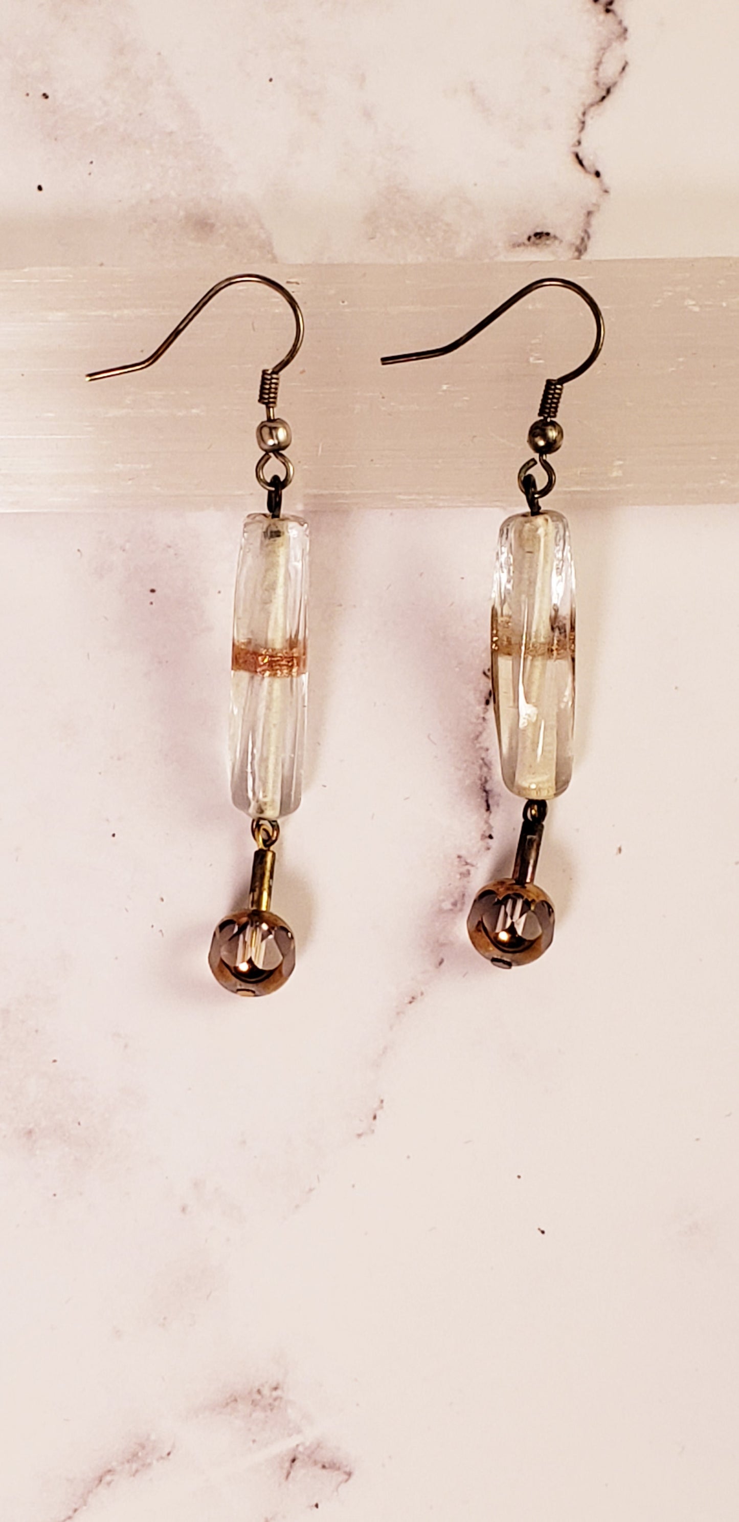 Golden Bites Glass Tube Earrings