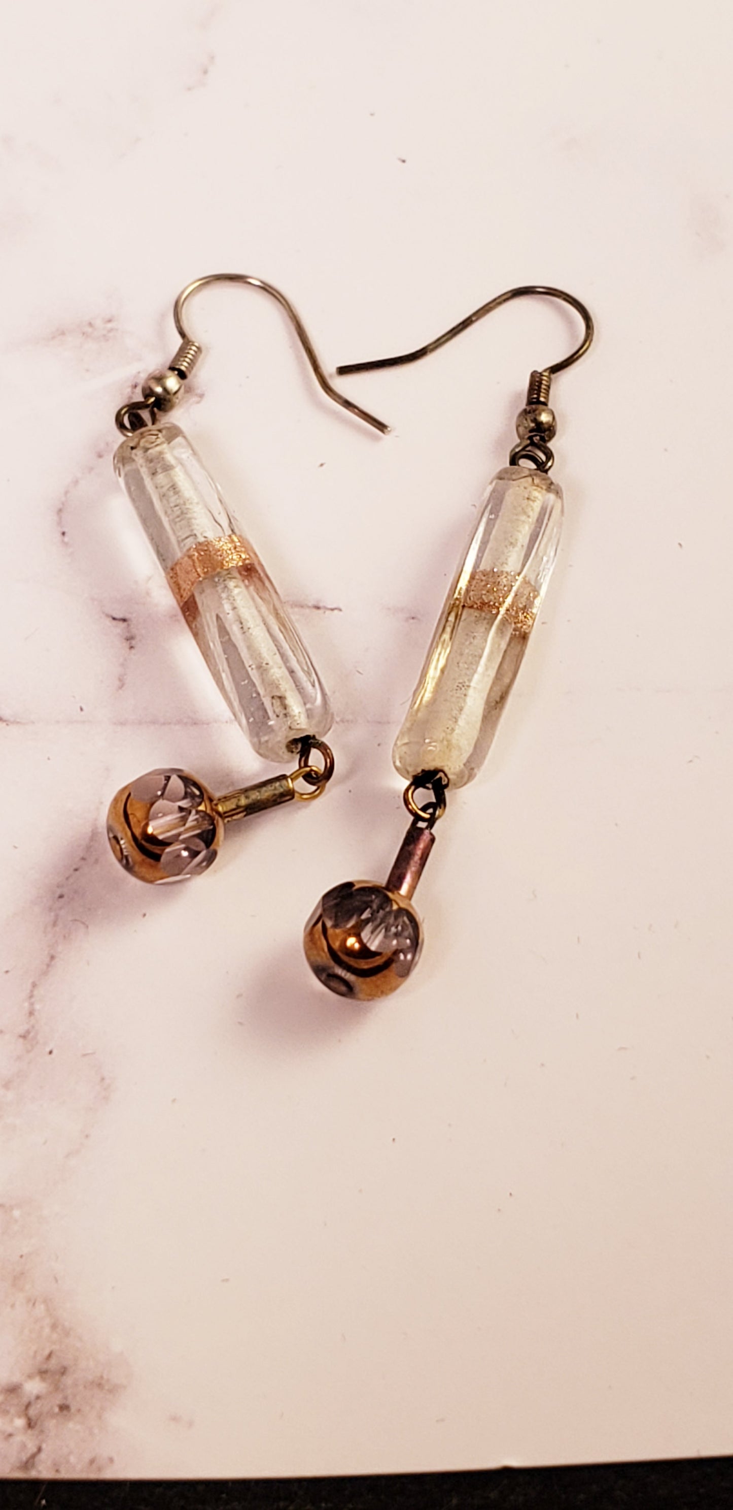 Golden Bites Glass Tube Earrings