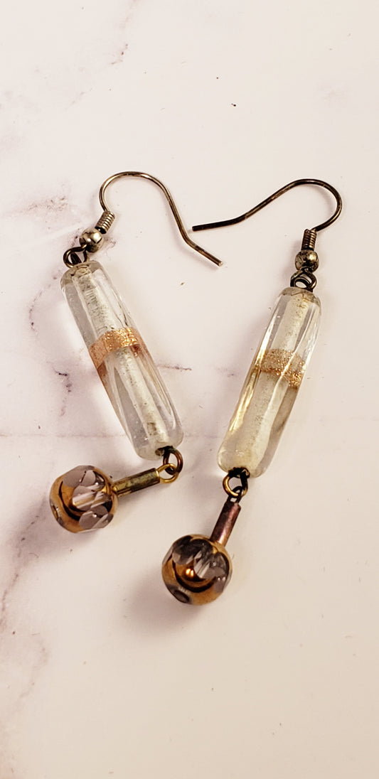 Golden Bites Glass Tube Earrings