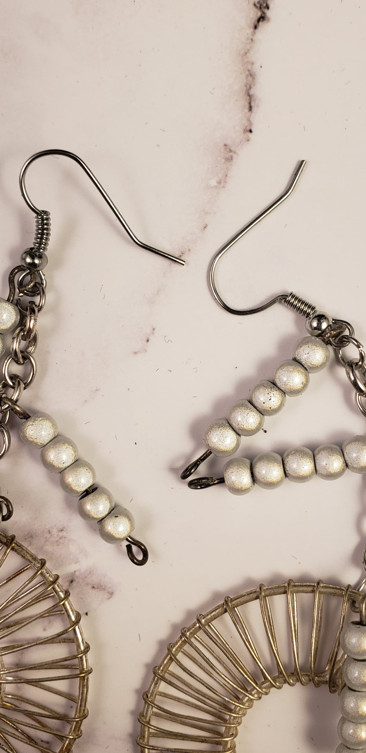 Pinwheel Earrings with shiny grey beads