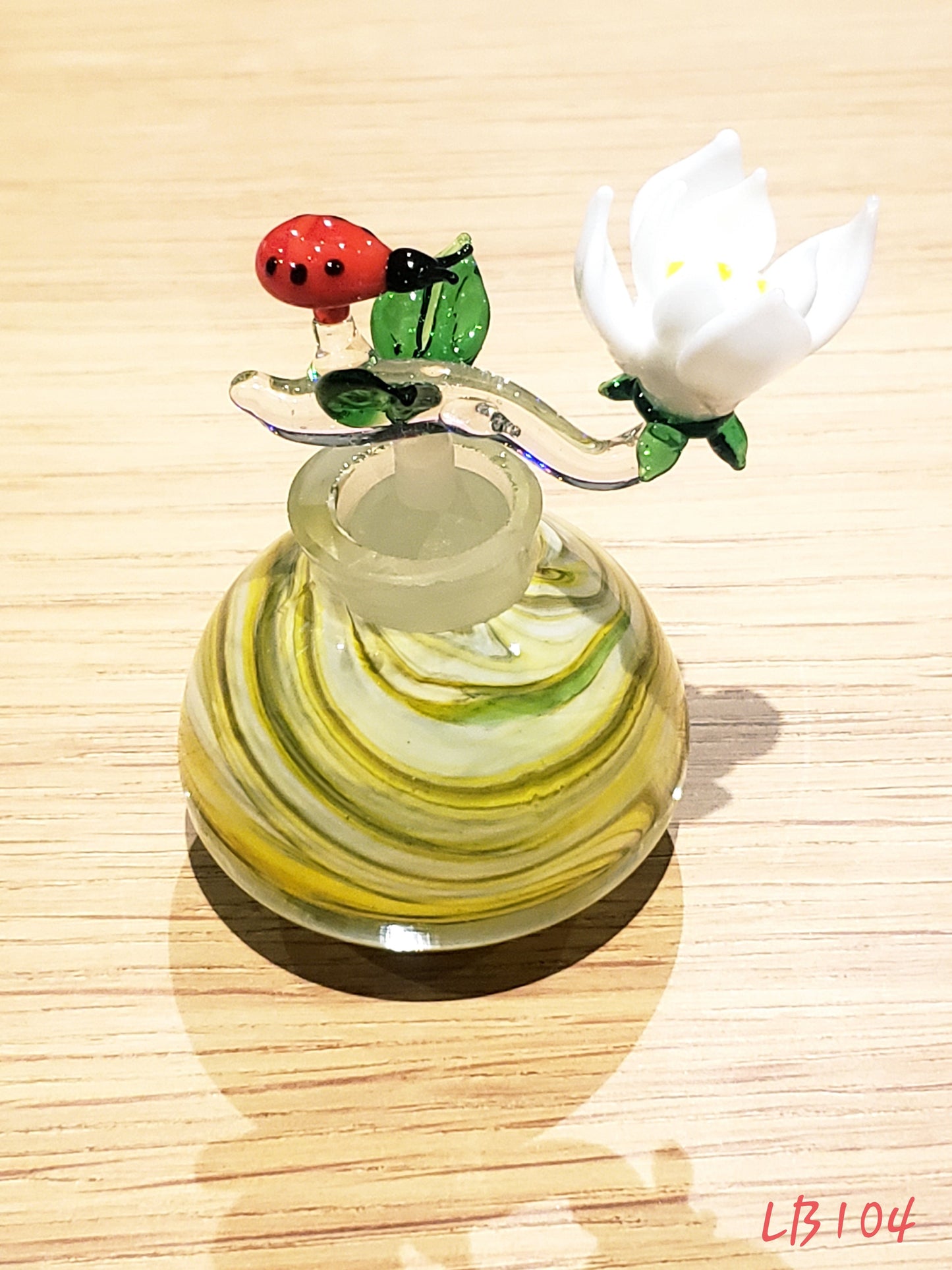 Handmade Vintage Style Glass Lady Bug Essential Oil & Perfume Bottle #104