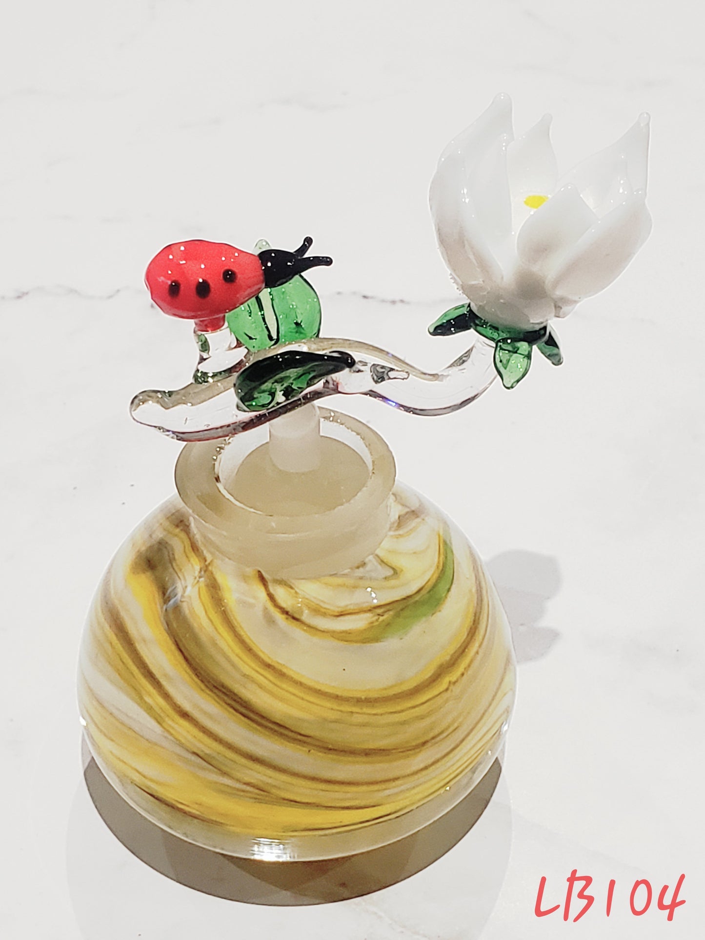 Handmade Vintage Style Glass Lady Bug Essential Oil & Perfume Bottle #104