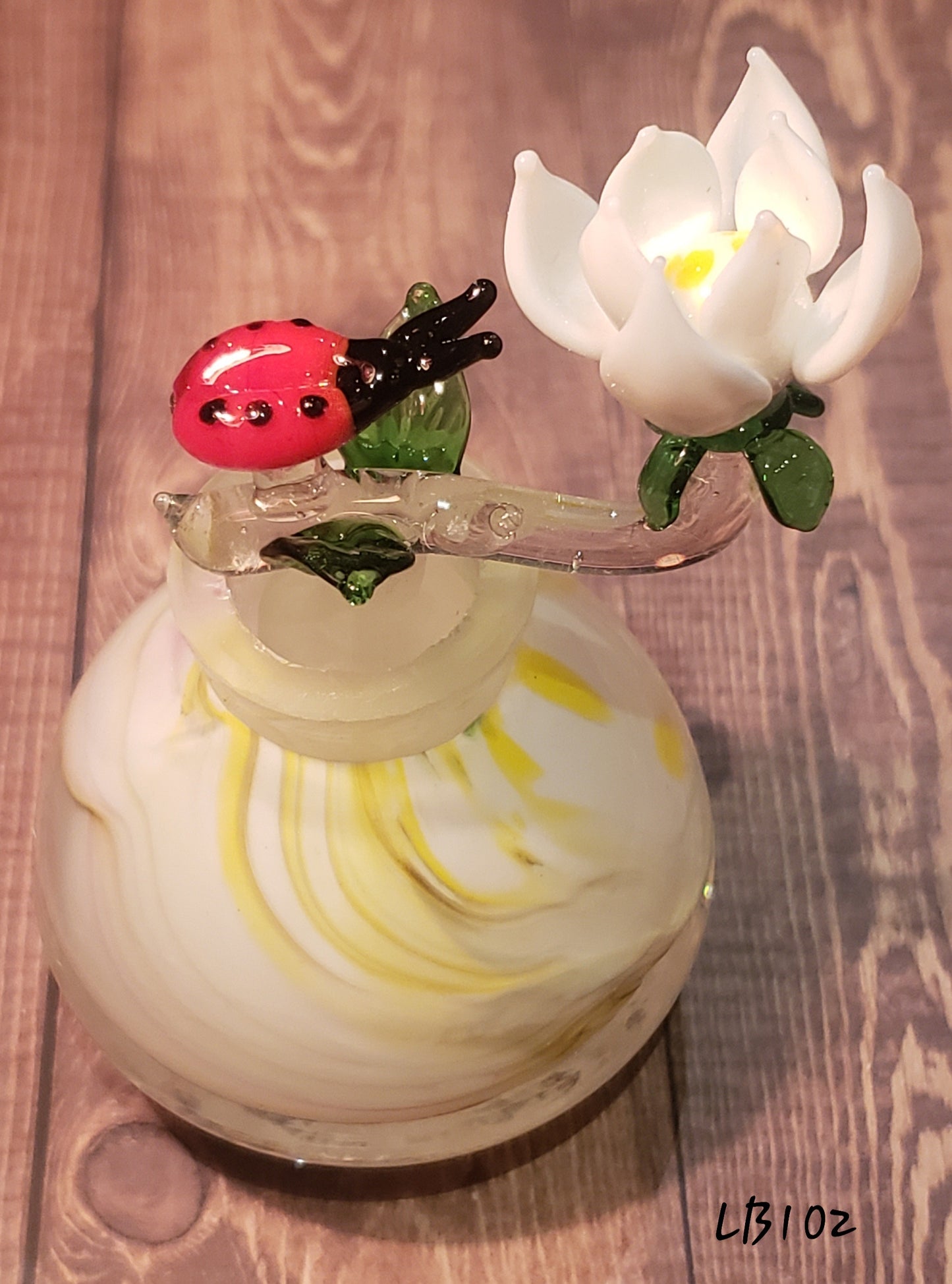 Handmade Vintage Style Glass Lady Bug Essential Oil & Perfume Bottle #102