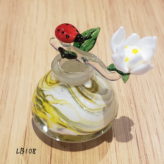 Handmade Vintage Style Glass Lady Bug Essential Oil & Perfume Bottle #108