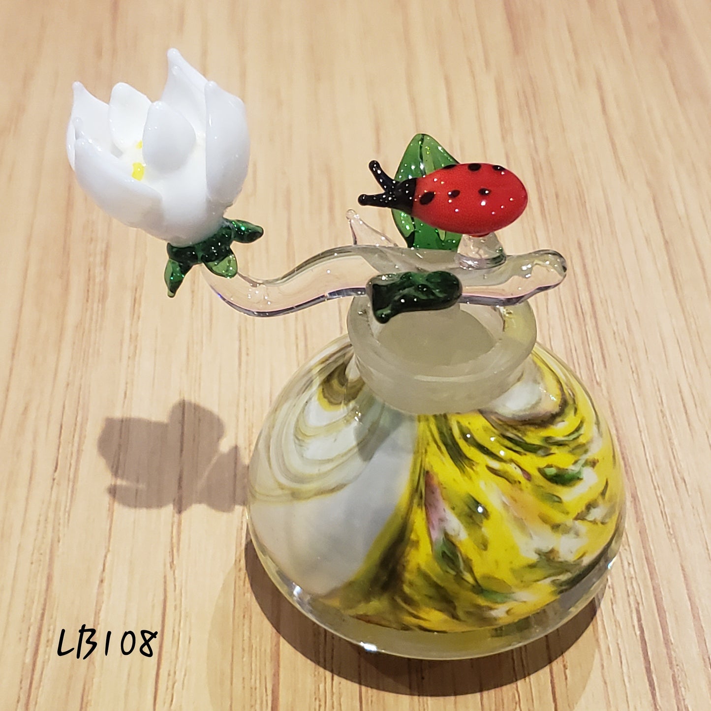 Handmade Vintage Style Glass Lady Bug Essential Oil & Perfume Bottle #108