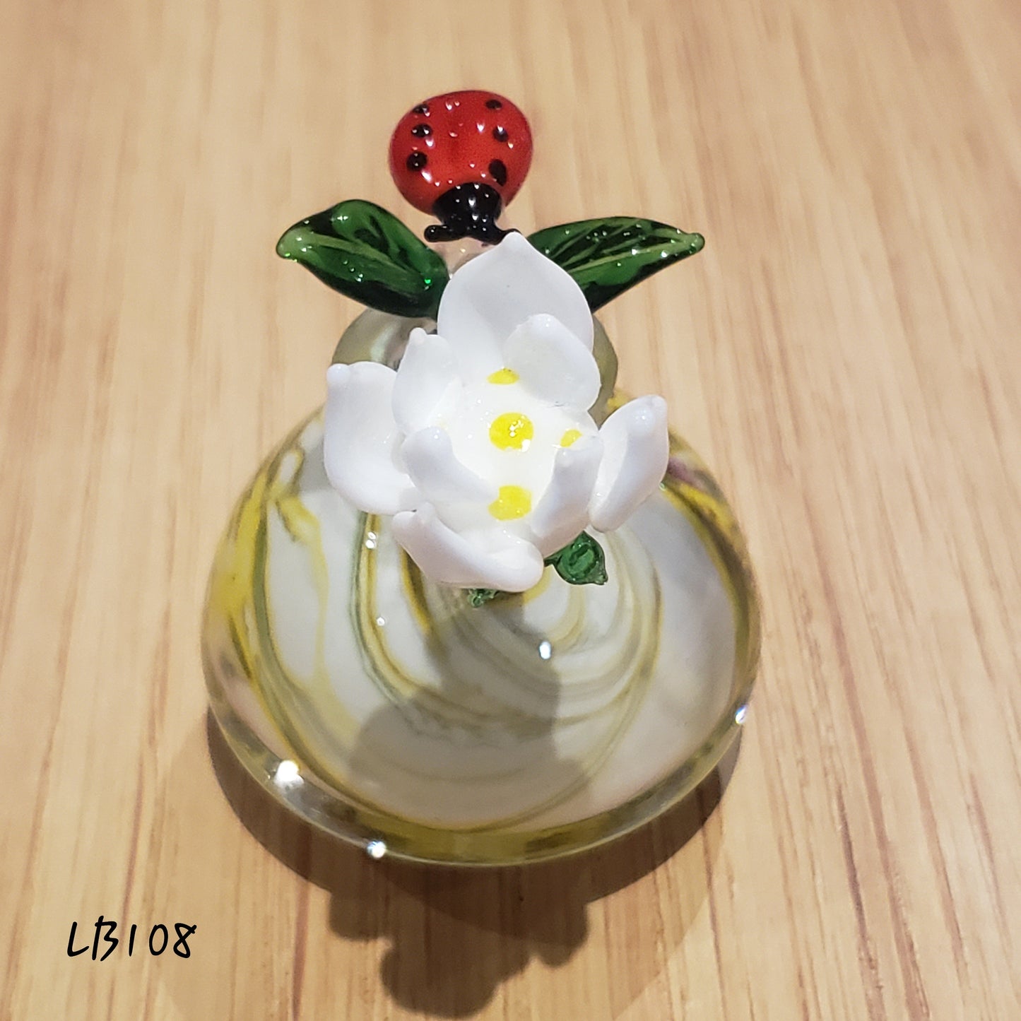 Handmade Vintage Style Glass Lady Bug Essential Oil & Perfume Bottle #108