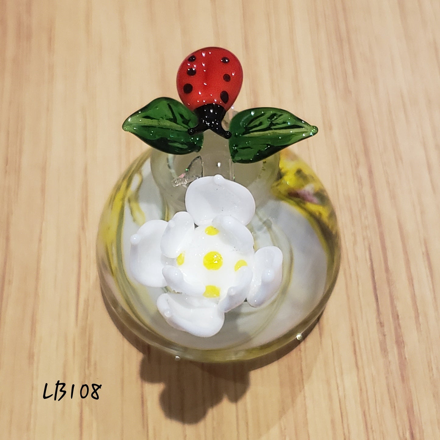 Handmade Vintage Style Glass Lady Bug Essential Oil & Perfume Bottle #108