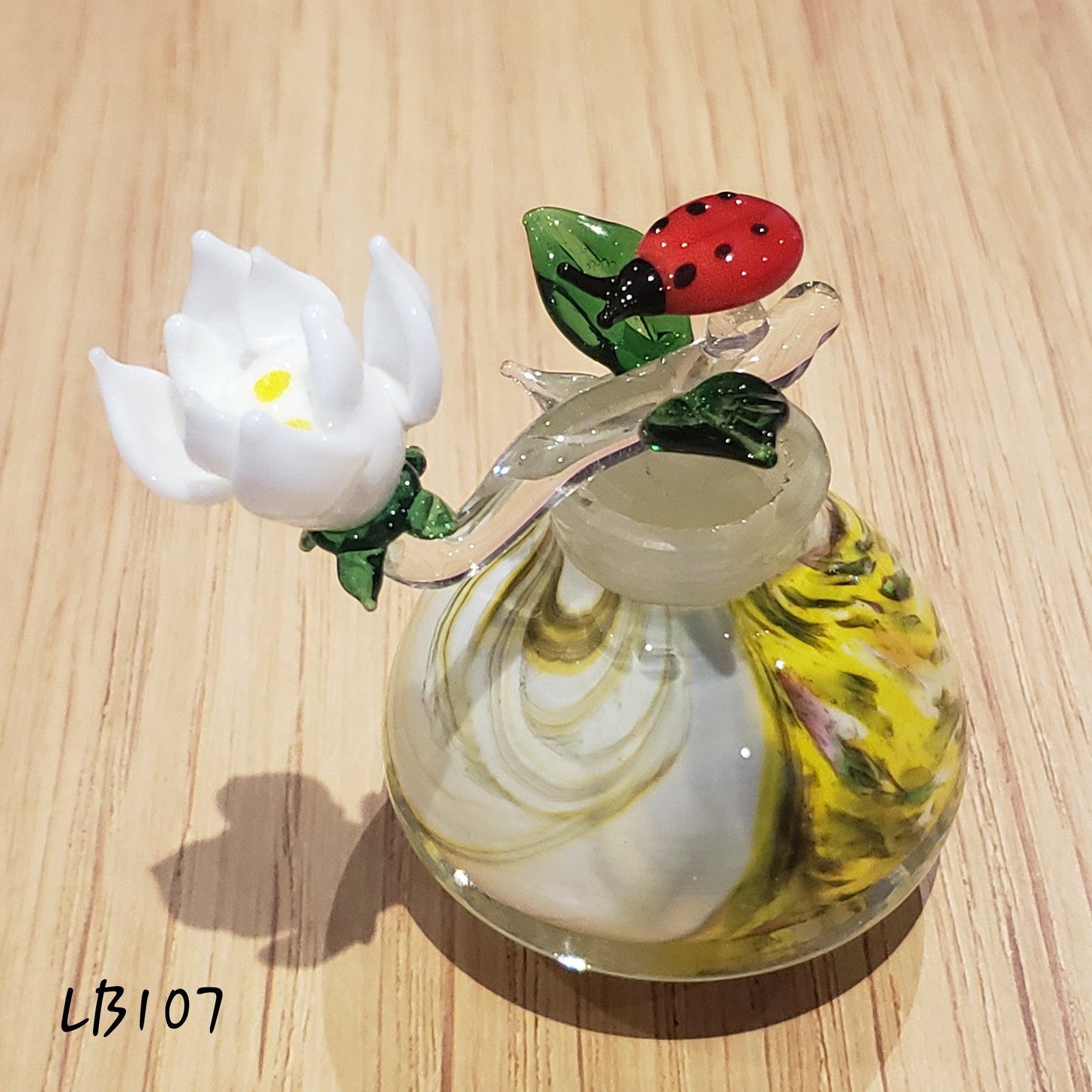 Handmade Vintage Style Glass Lady Bug Essential Oil & Perfume Bottle #107