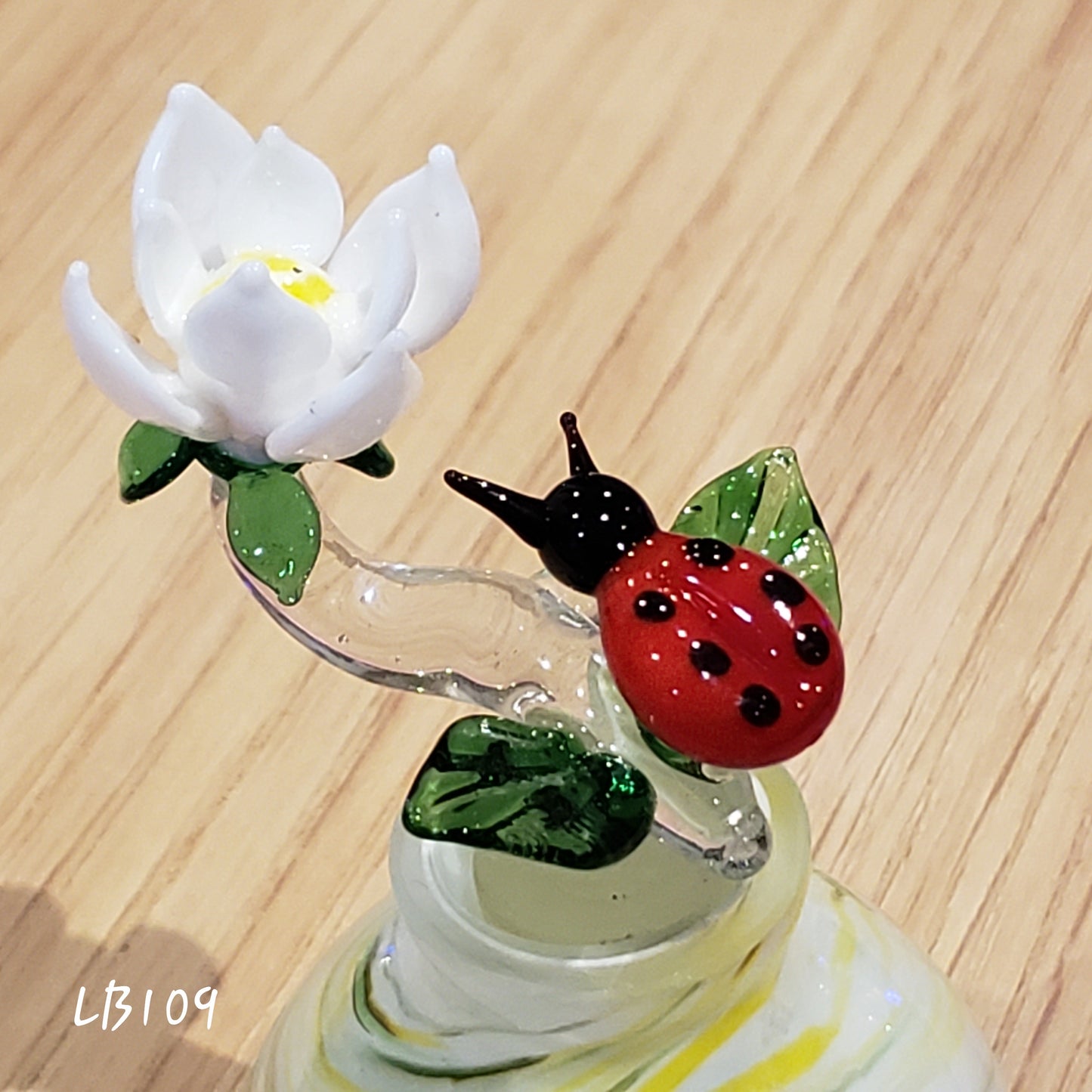 Handmade Vintage Style Glass Lady Bug Essential Oil & Perfume Bottle #109